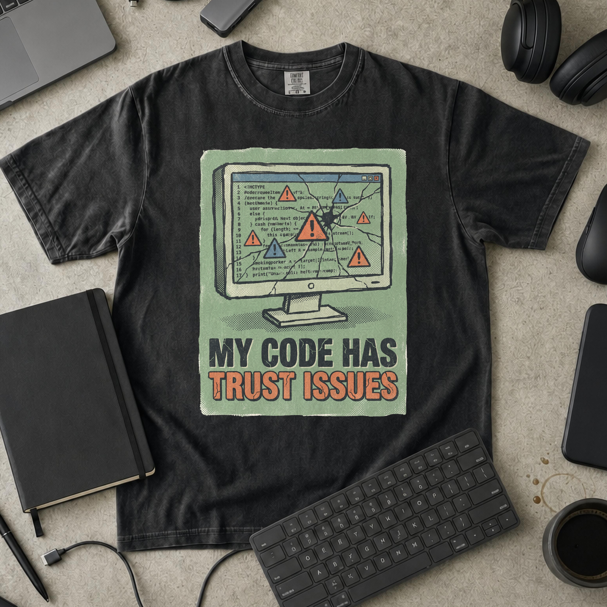 My Code Has Trust Issues Premium Shirt — black Premium Shirt mock-up