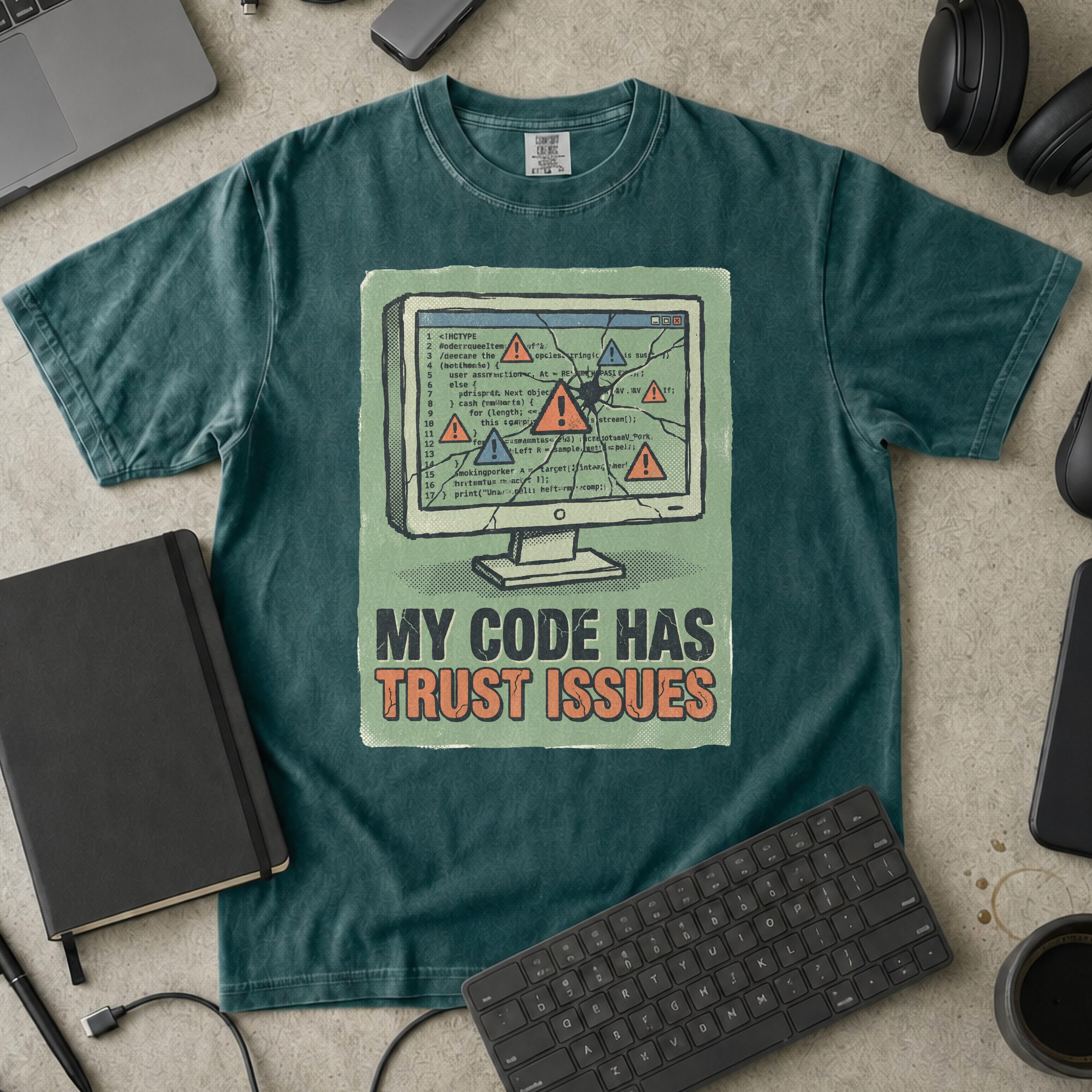 My Code Has Trust Issues Premium Shirt — blue spruce Premium Shirt mock-up