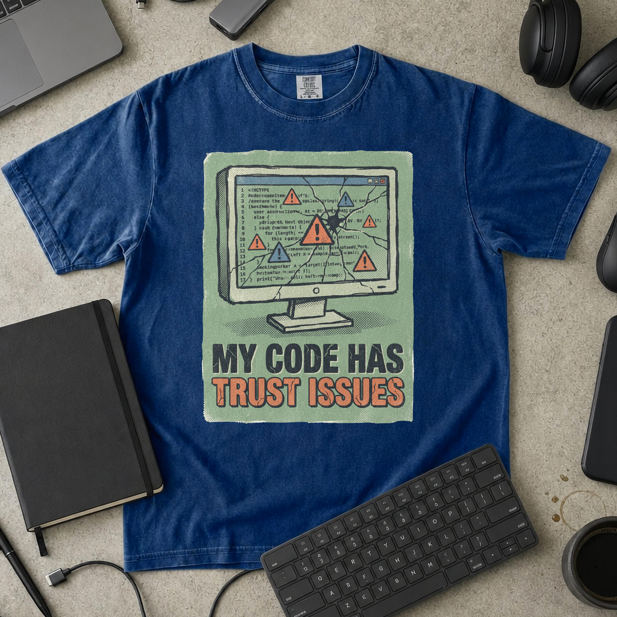 My Code Has Trust Issues Premium Shirt — true navy Premium Shirt mock-up