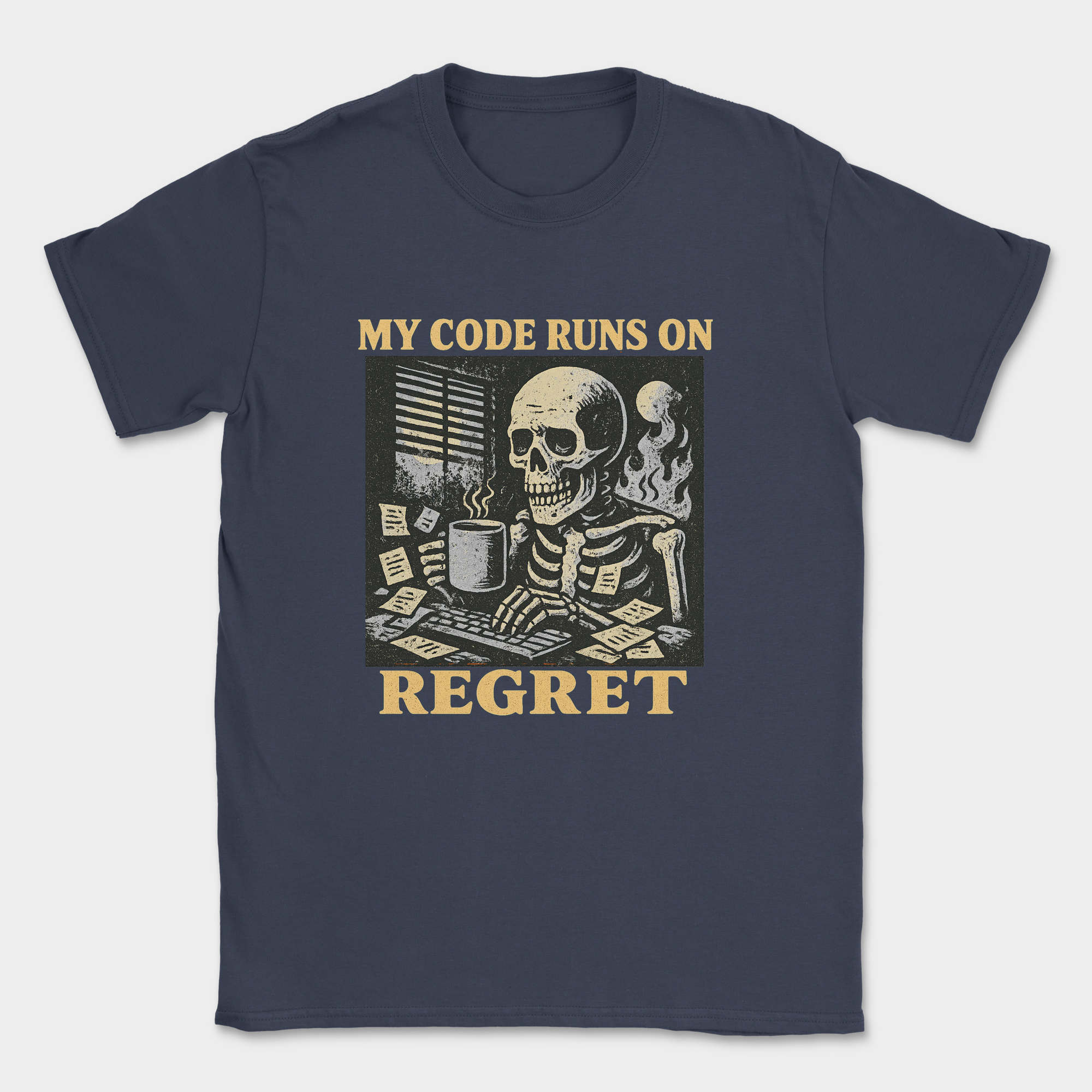 my code runs on regret skeleton shirt — Navy