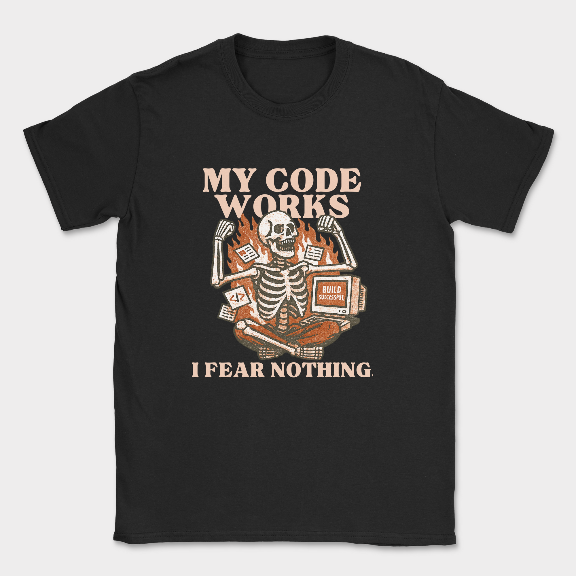my code works i fear nothing. skeleton shirt — Black