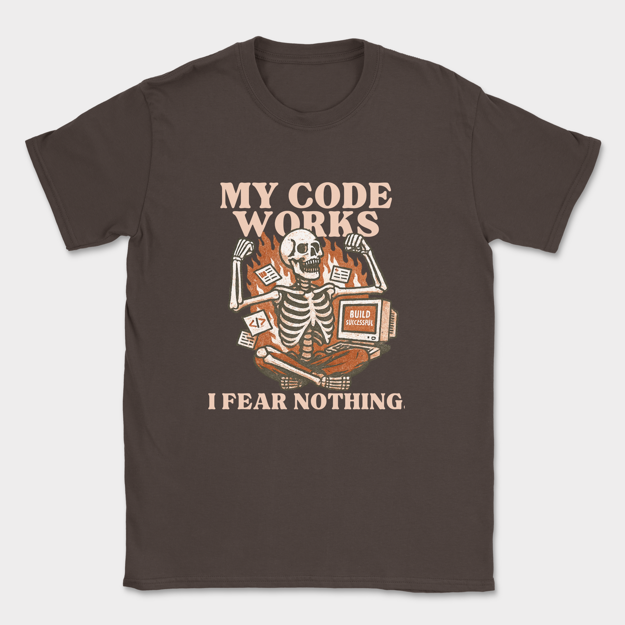 my code works i fear nothing. skeleton shirt — Dark Chocolate