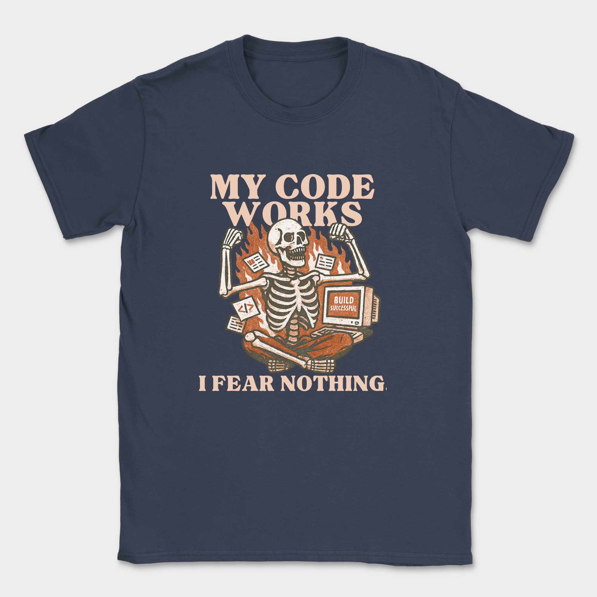 my code works i fear nothing. skeleton shirt — Navy