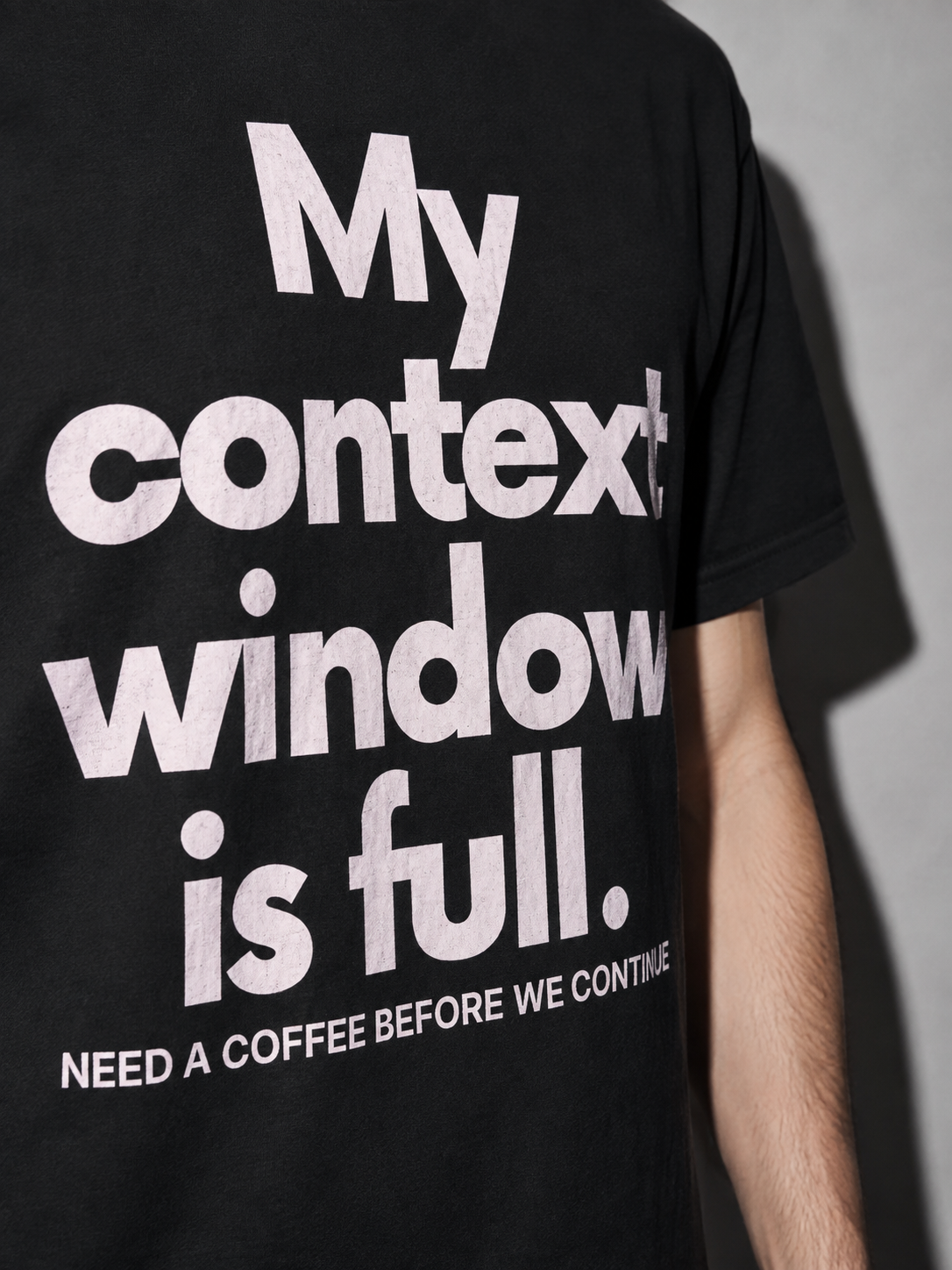 My Context Window Is Full — Black, print detail