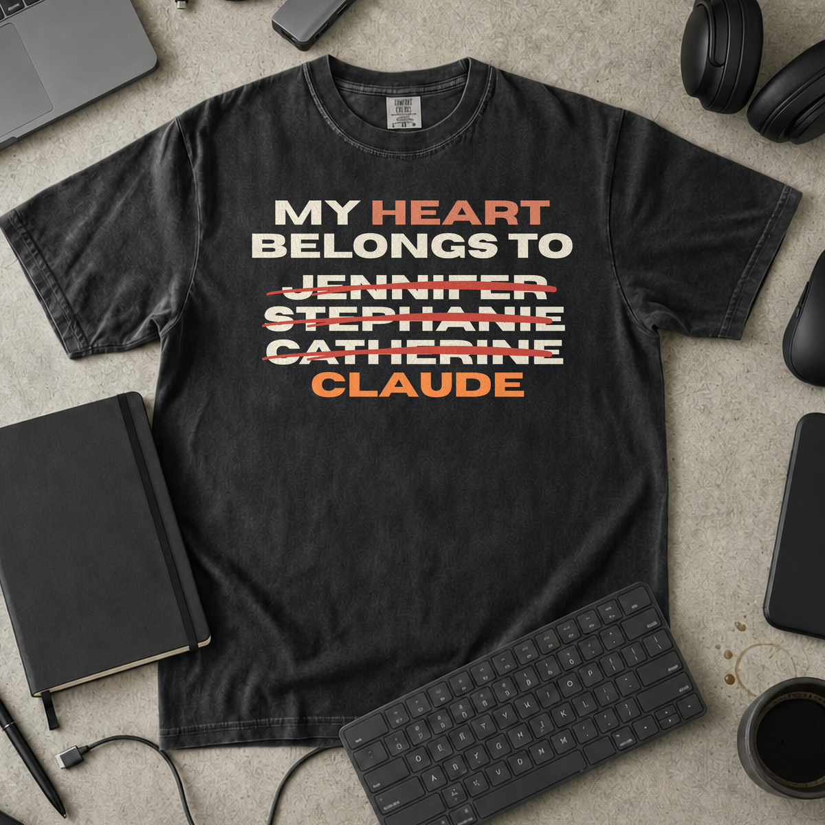 My Heart Belongs To Claude Premium Shirt — black Premium Shirt mock-up