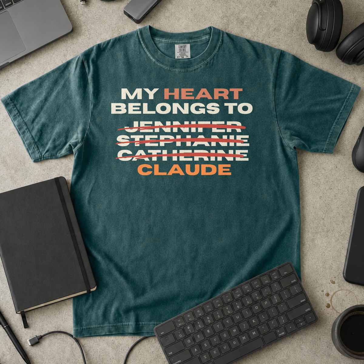 My Heart Belongs To Claude Premium Shirt — blue spruce Premium Shirt mock-up