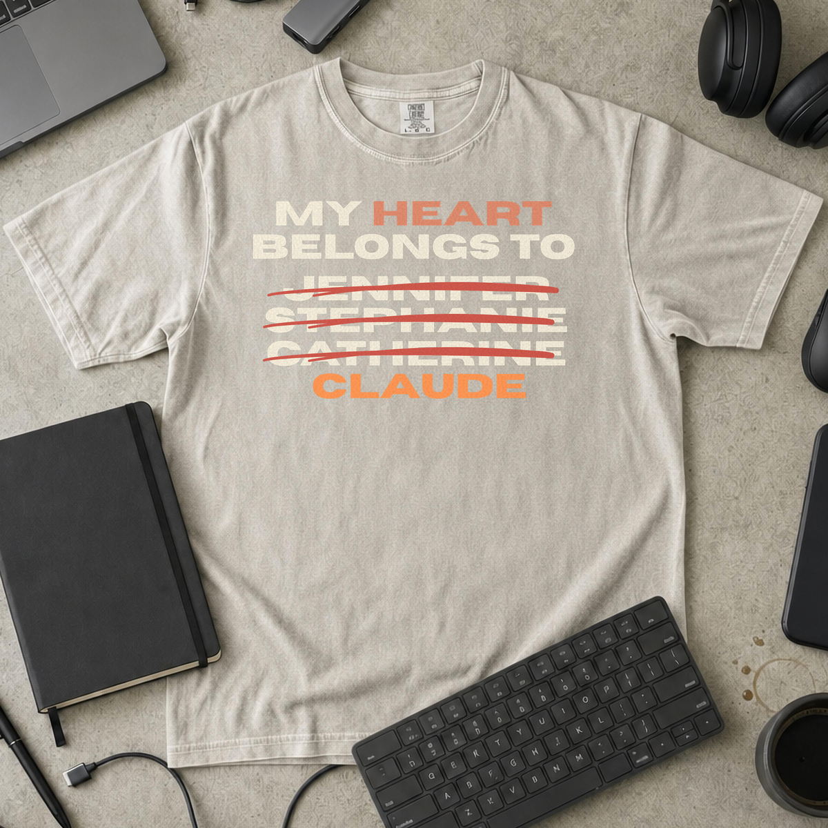 My Heart Belongs To Claude Premium Shirt — ivory Premium Shirt mock-up