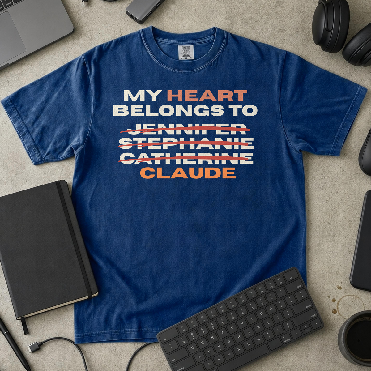 My Heart Belongs To Claude Premium Shirt — true navy Premium Shirt mock-up