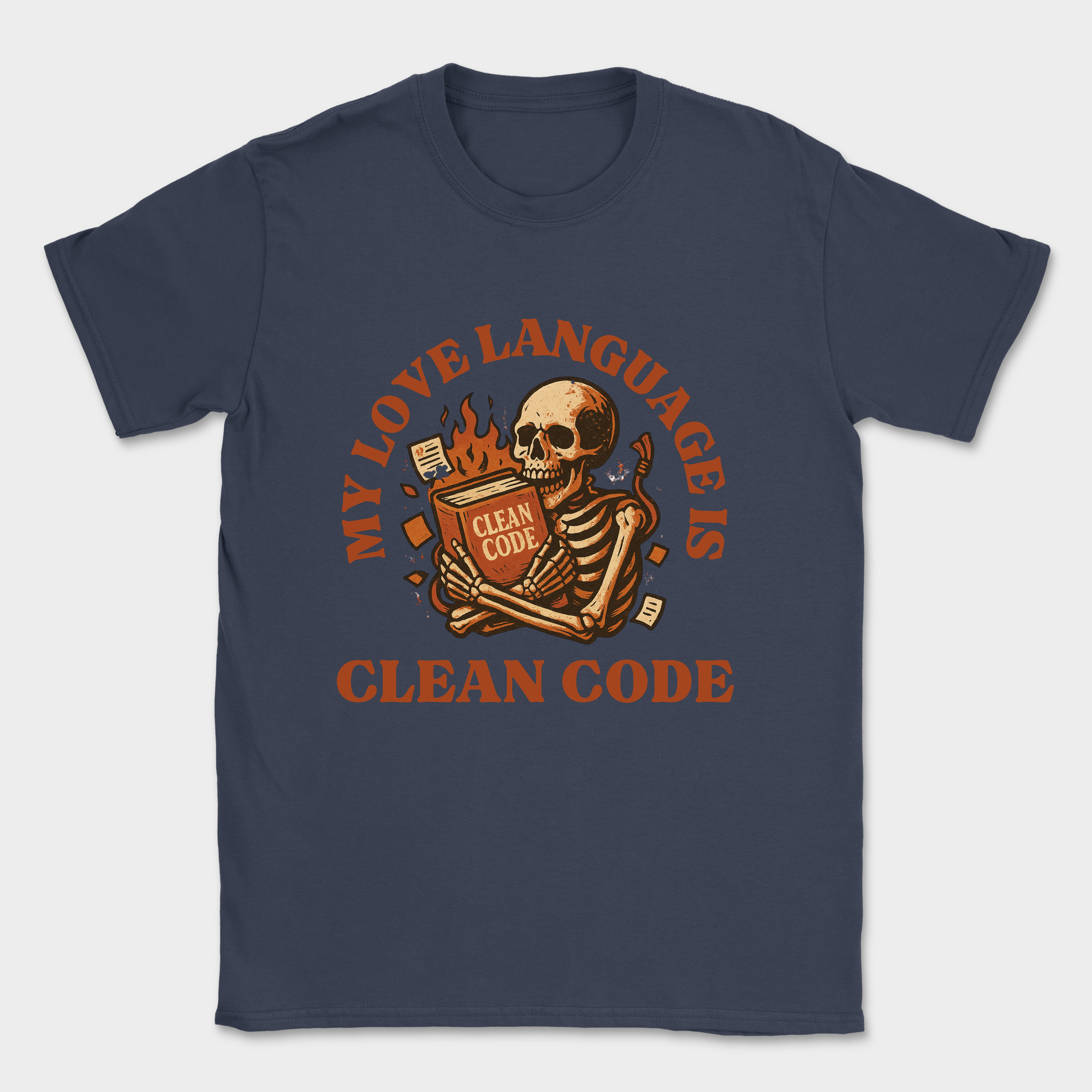 my love language is clean code skeleton shirt — Navy