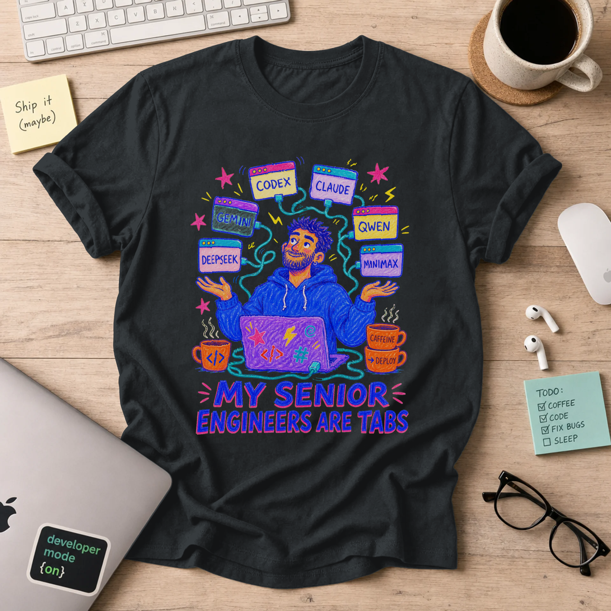 My Senior Engineers Are Tabs Shirt — Black