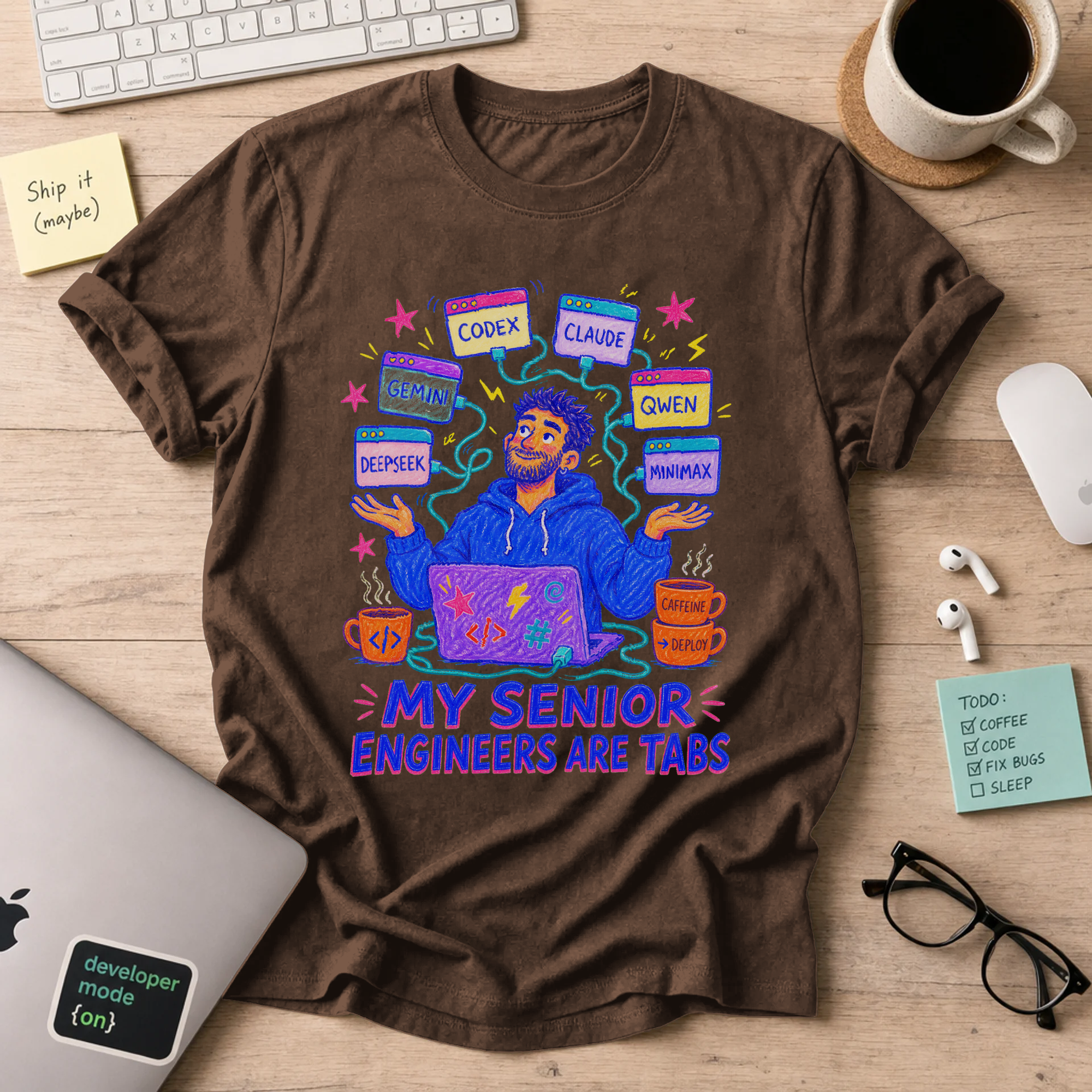 My Senior Engineers Are Tabs Shirt — Dark Chocolate