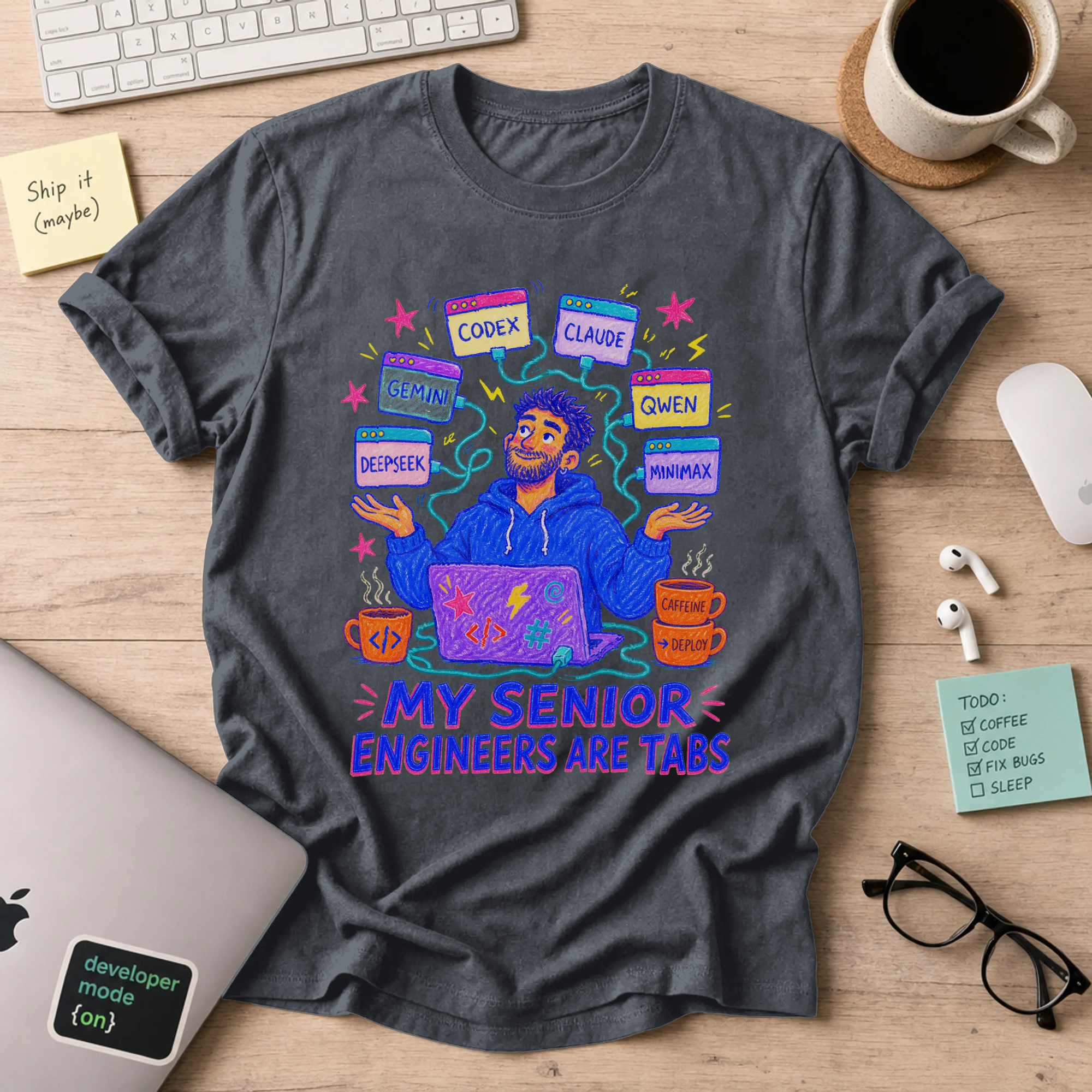 My Senior Engineers Are Tabs Shirt — Dark Heather