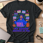 My Senior Engineers Are Tabs Shirt — Black storefront mockup