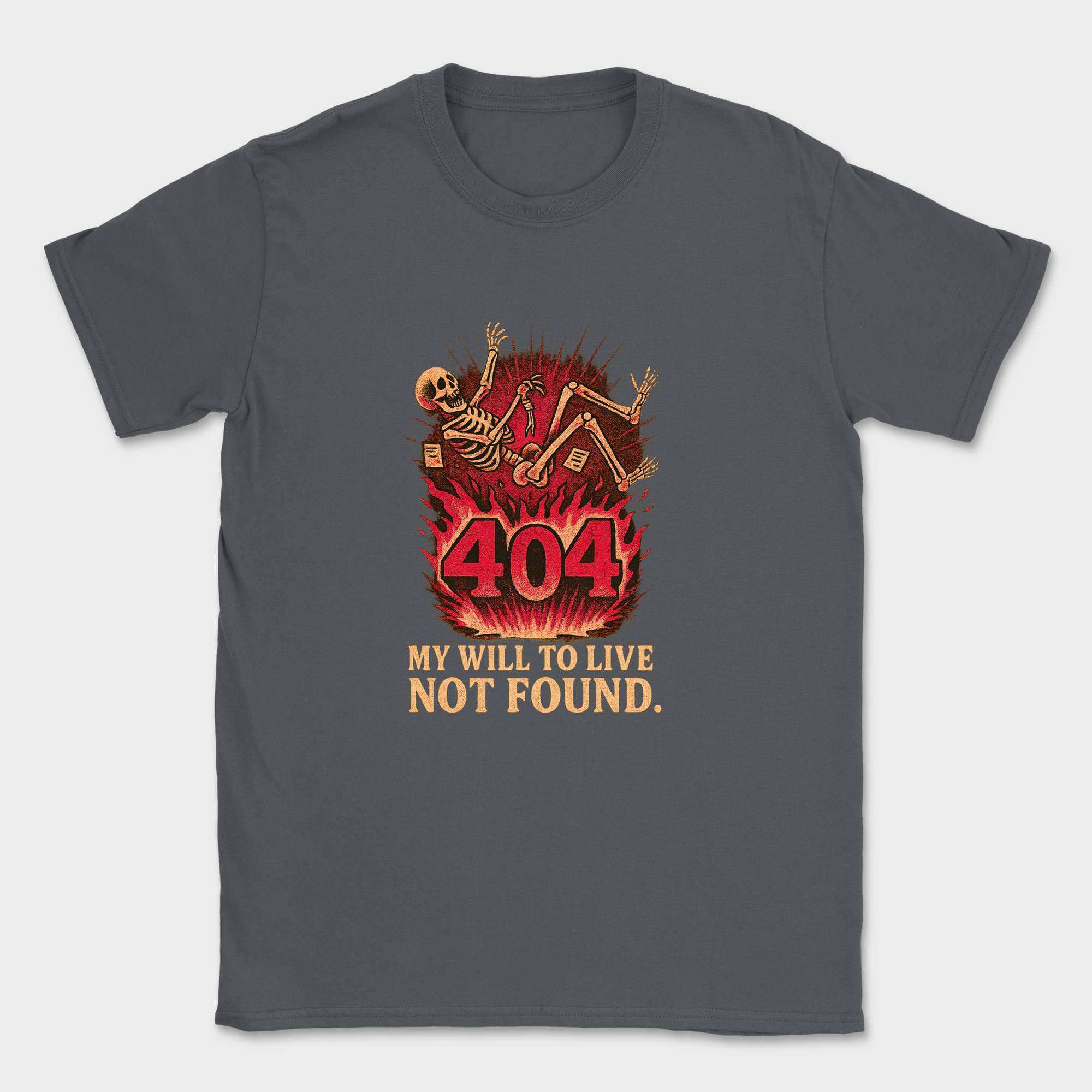 my will to live not found skeleton shirt — Dark Heather Grey
