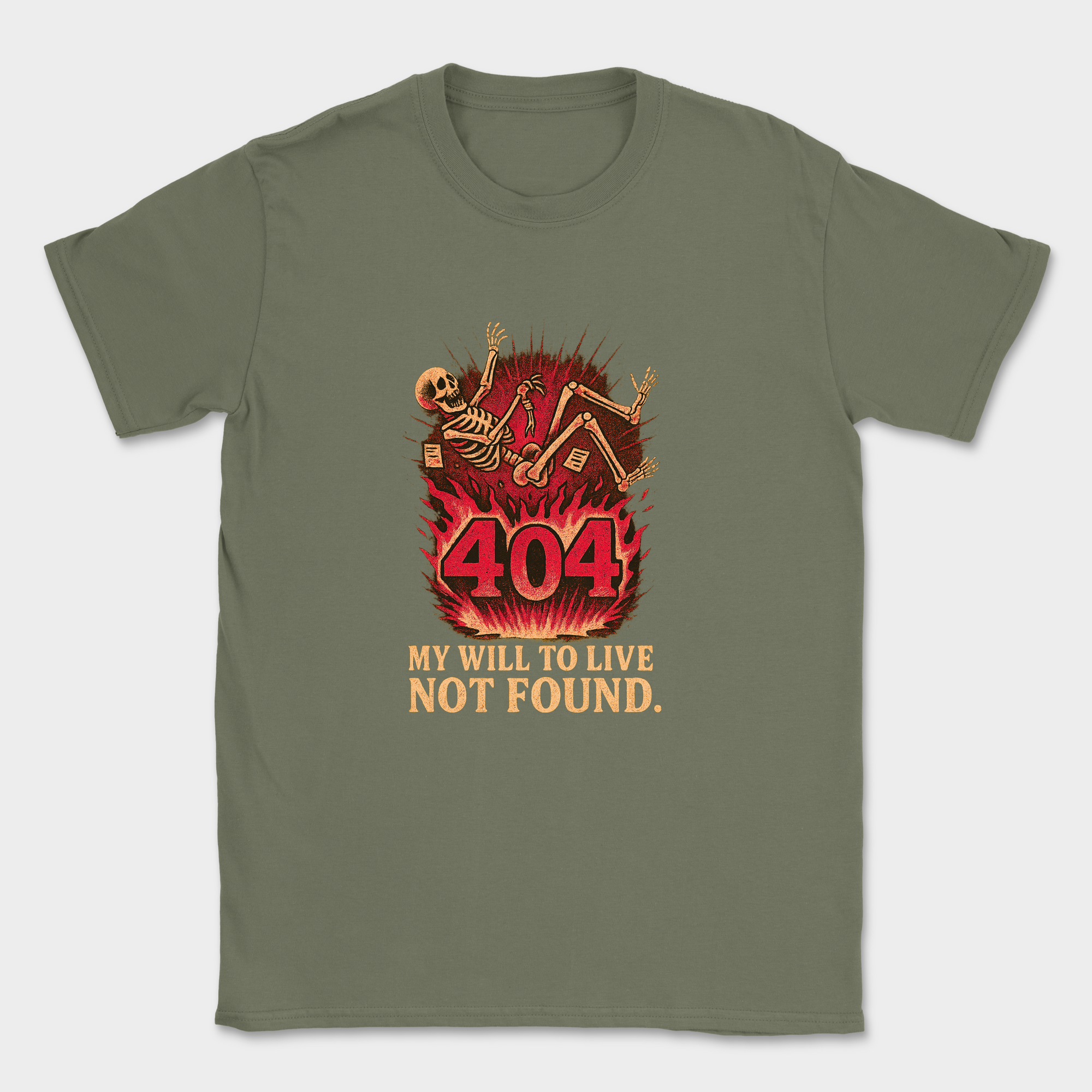my will to live not found skeleton shirt — Military Green