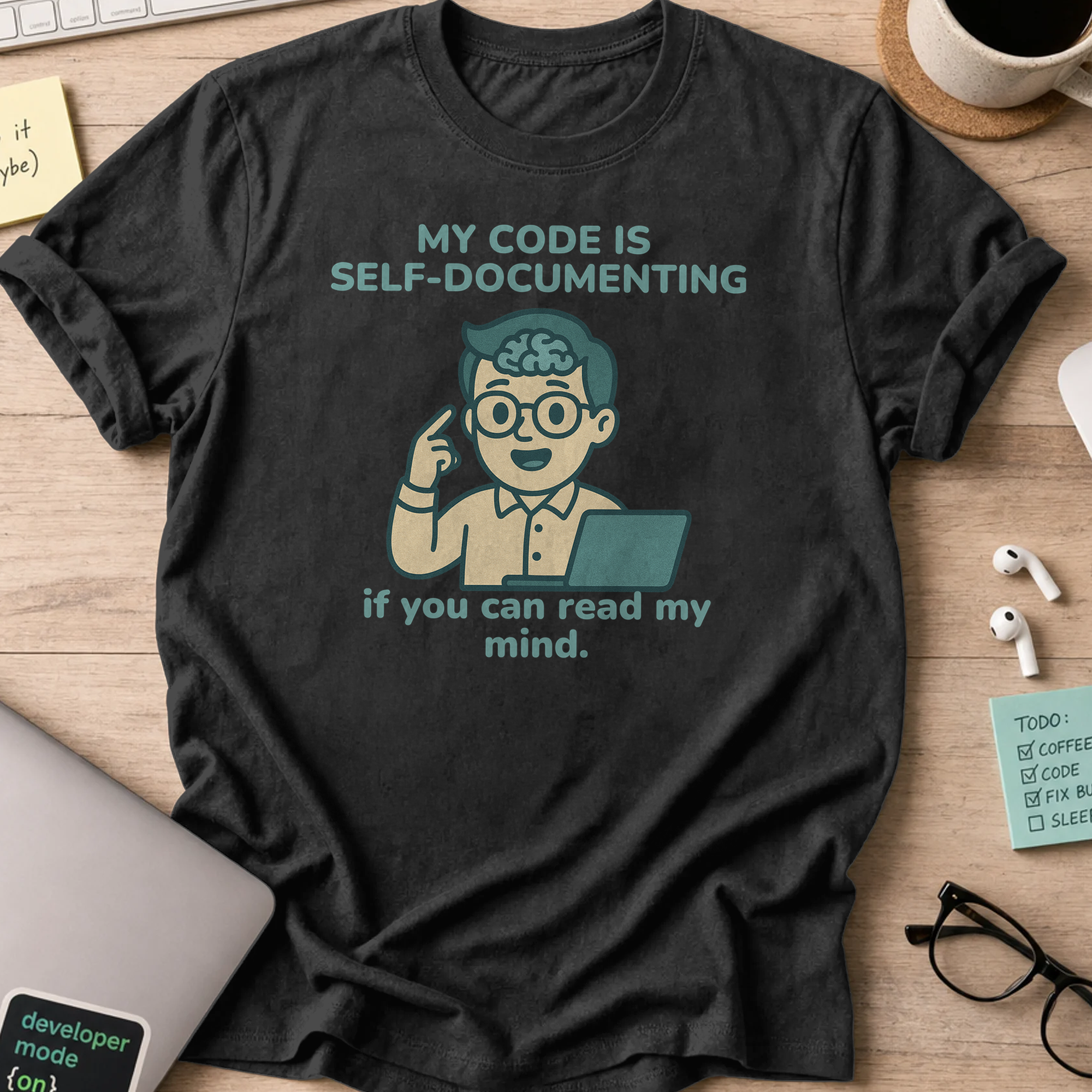 my code is self-documenting shirt - Black