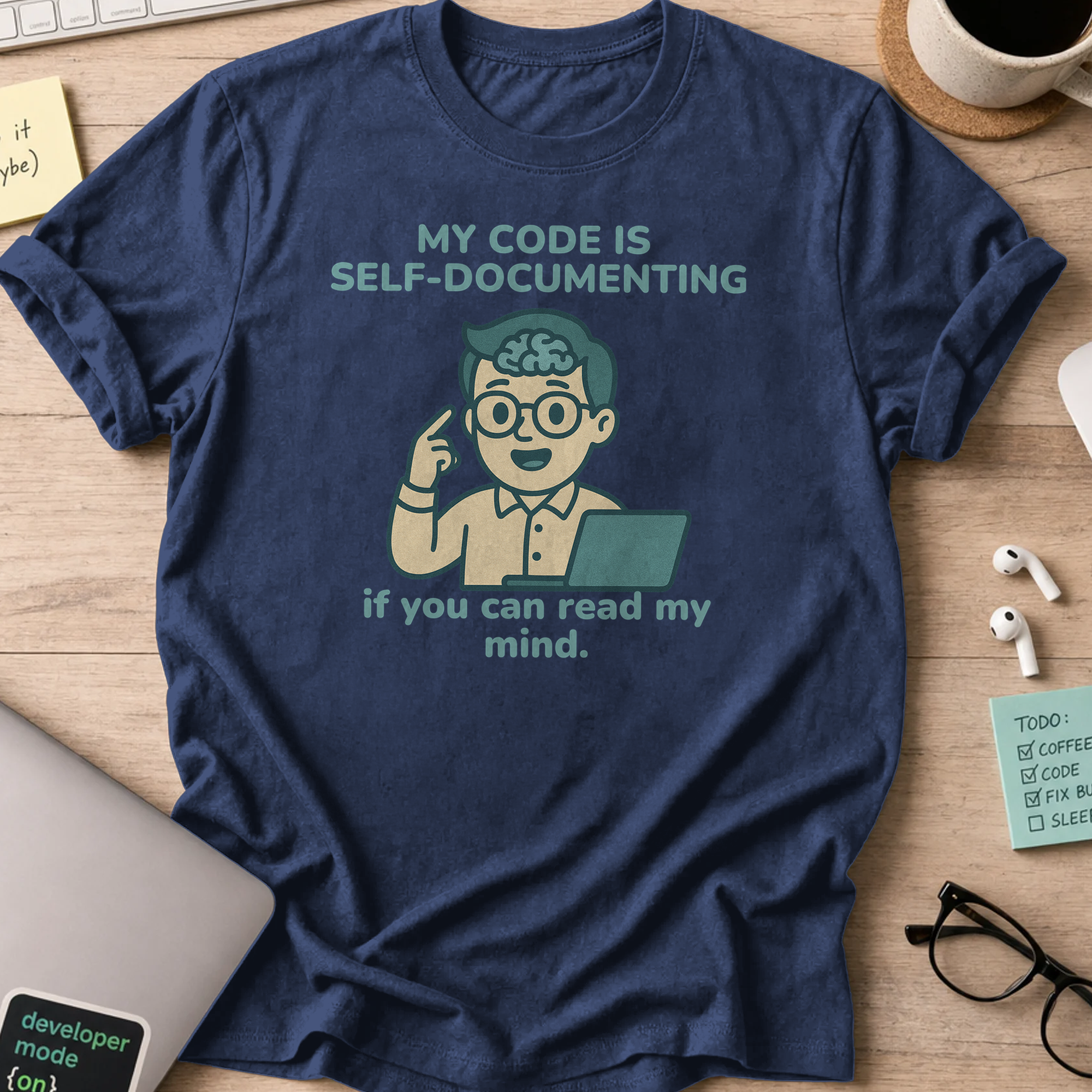 my code is self-documenting shirt - Navy