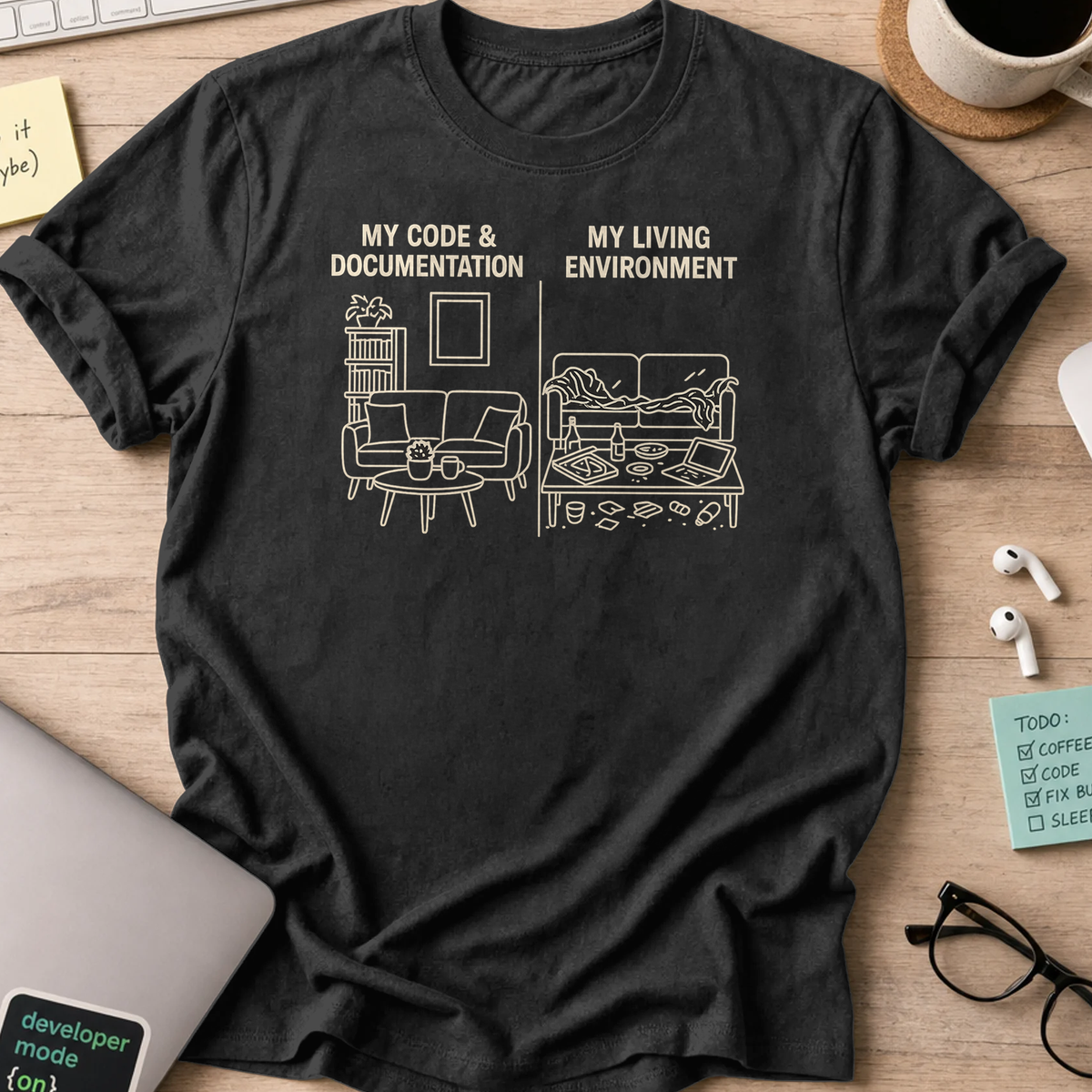 my code vs my real life shirt - Black
