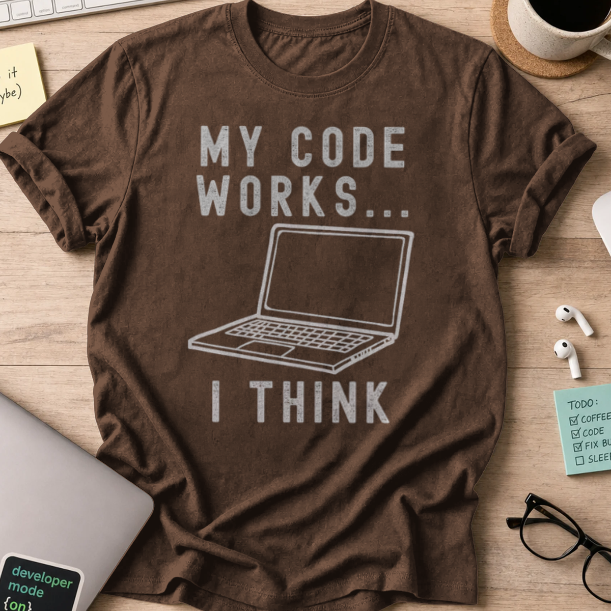 my code works i think shirt - Dark Chocolate