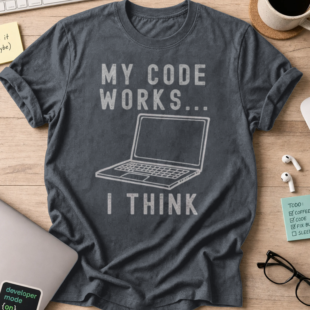 my code works i think shirt - Dark Heather