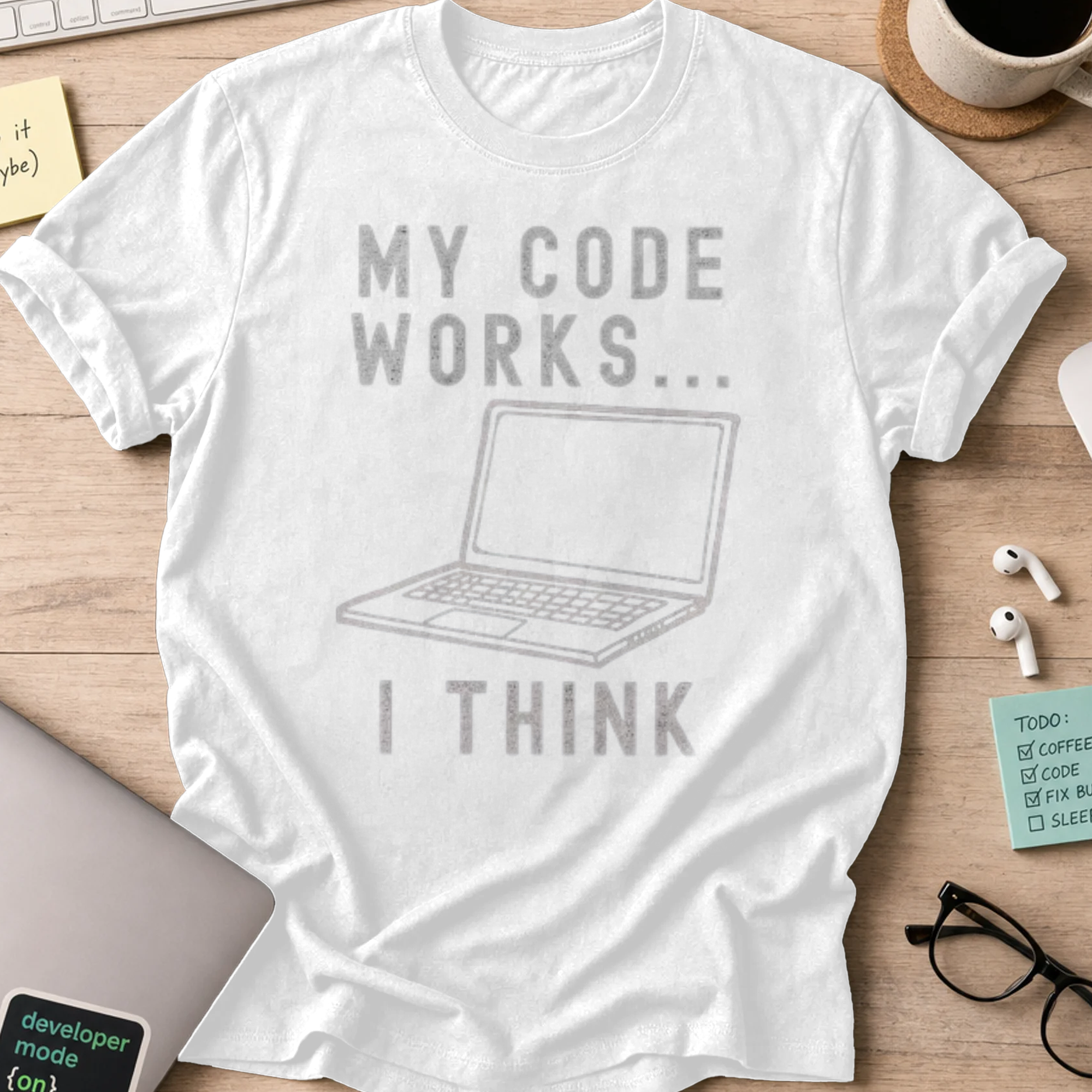 my code works i think shirt - White
