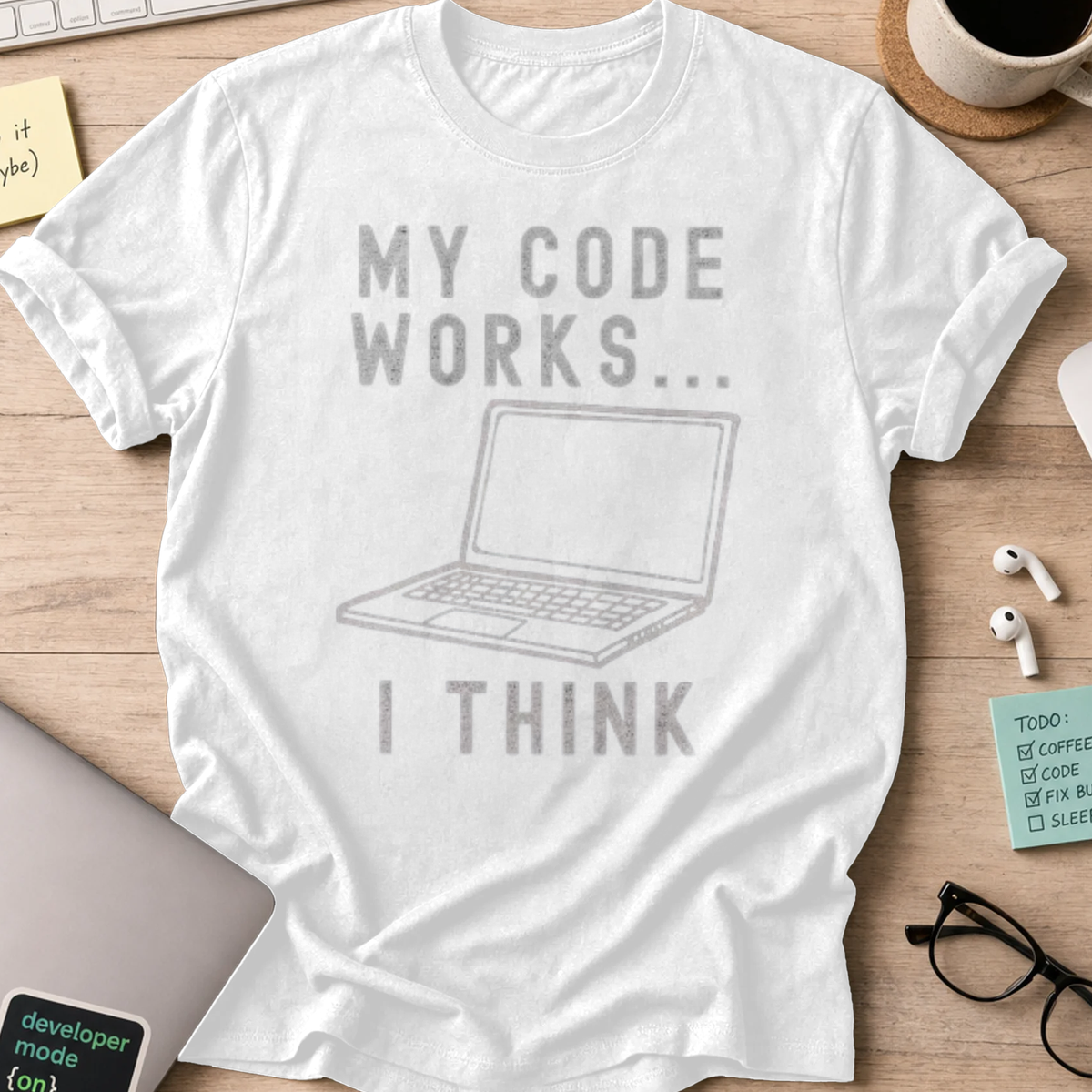 my code works i think shirt - White