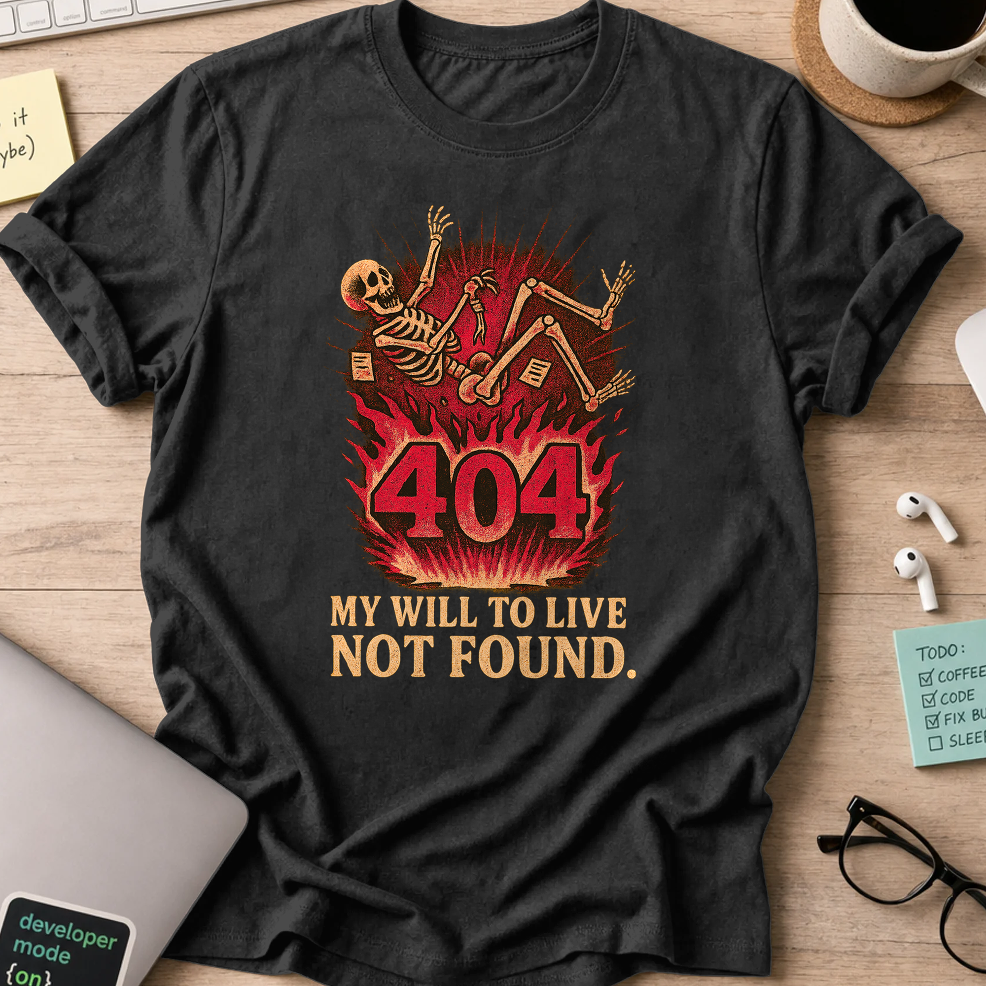 my will to live not found skeleton shirt - Black