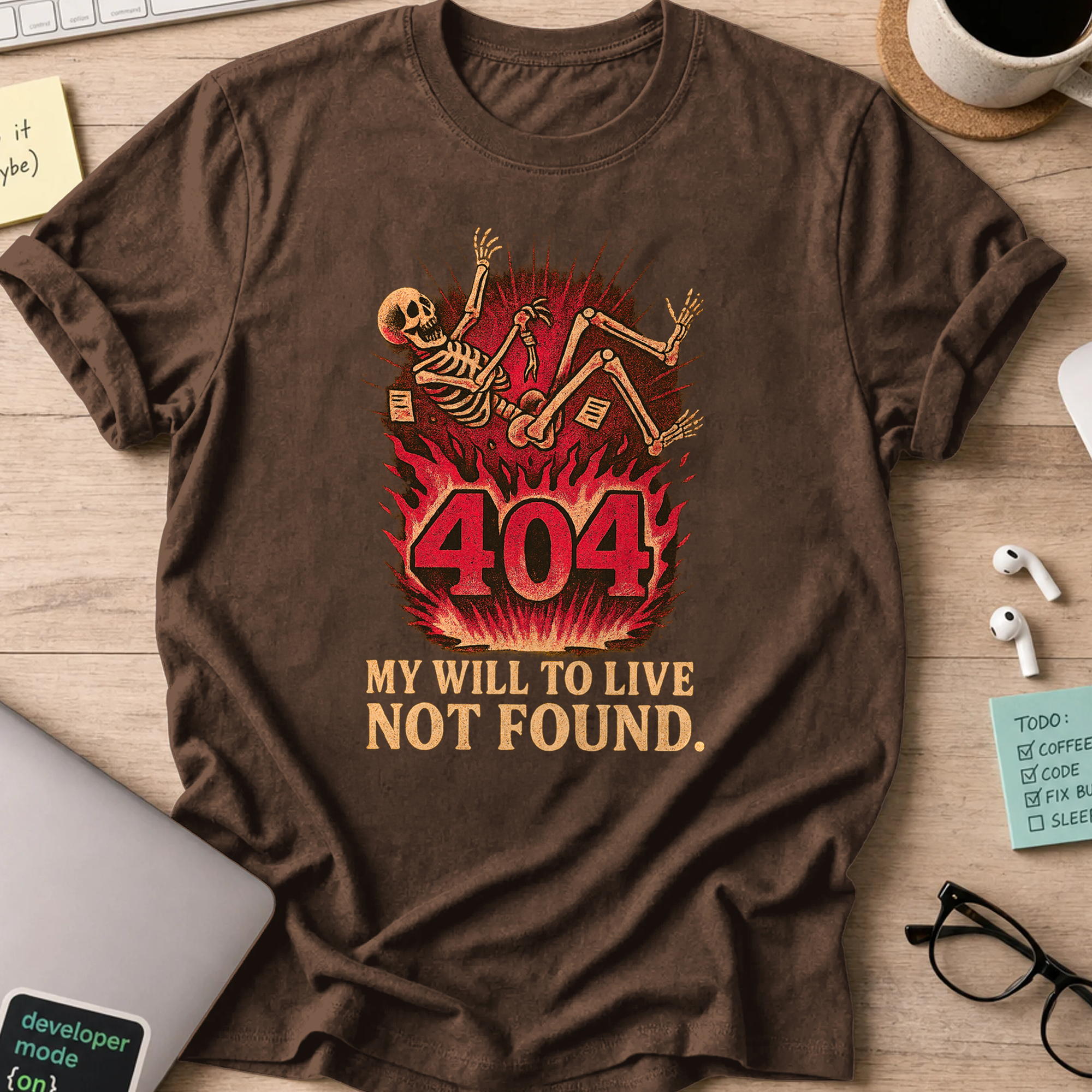 my will to live not found skeleton shirt - Dark Chocolate
