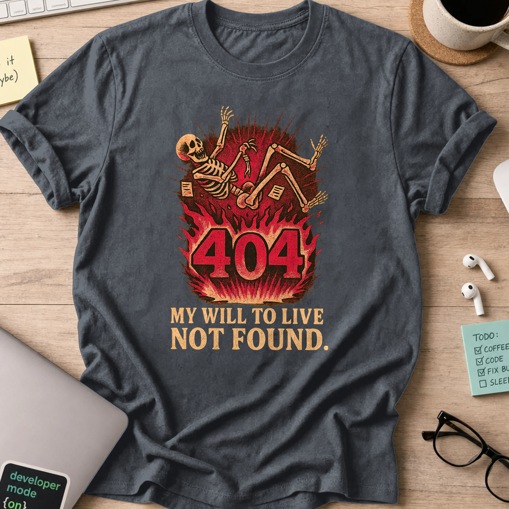 my will to live not found skeleton shirt - Dark Heather