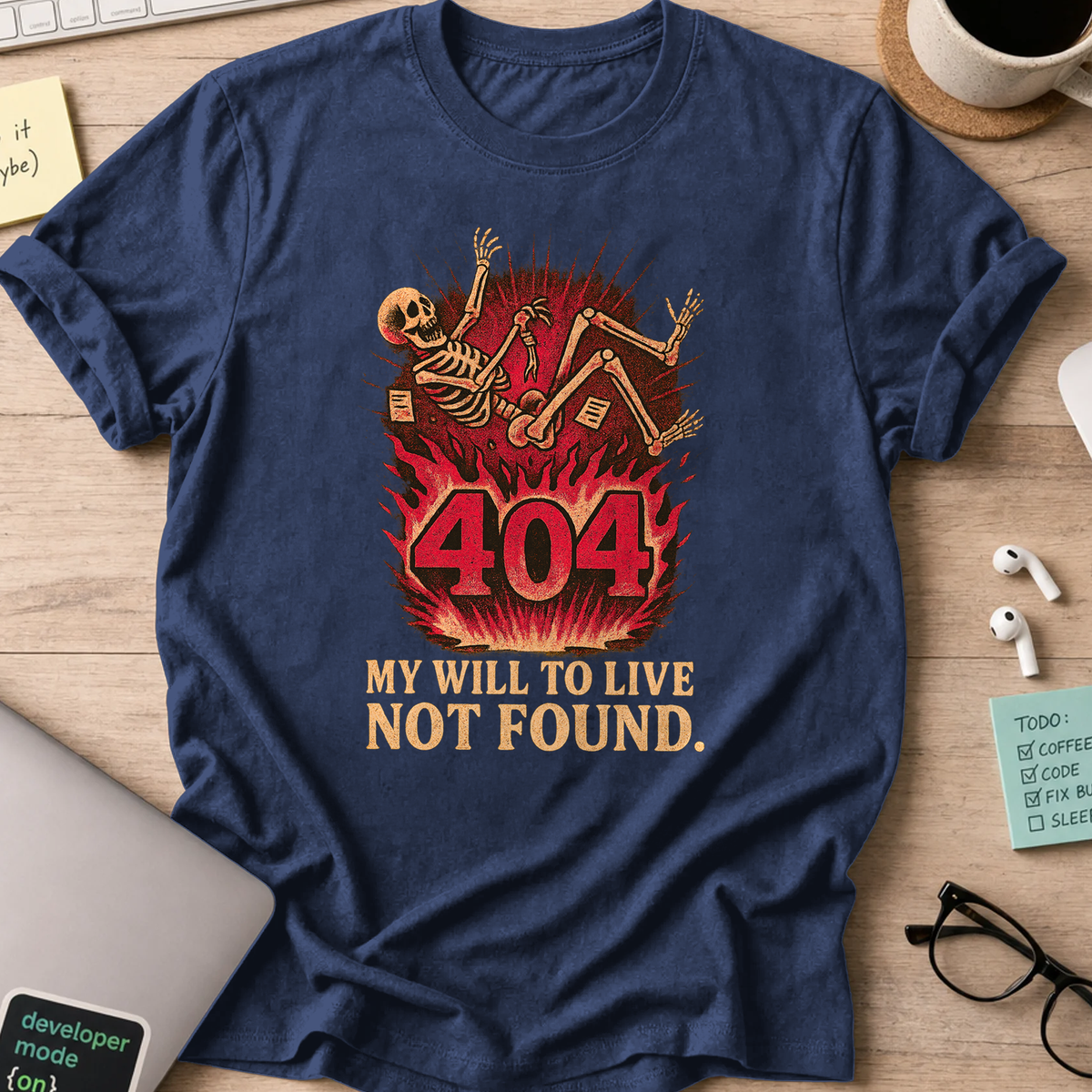my will to live not found skeleton shirt - Navy