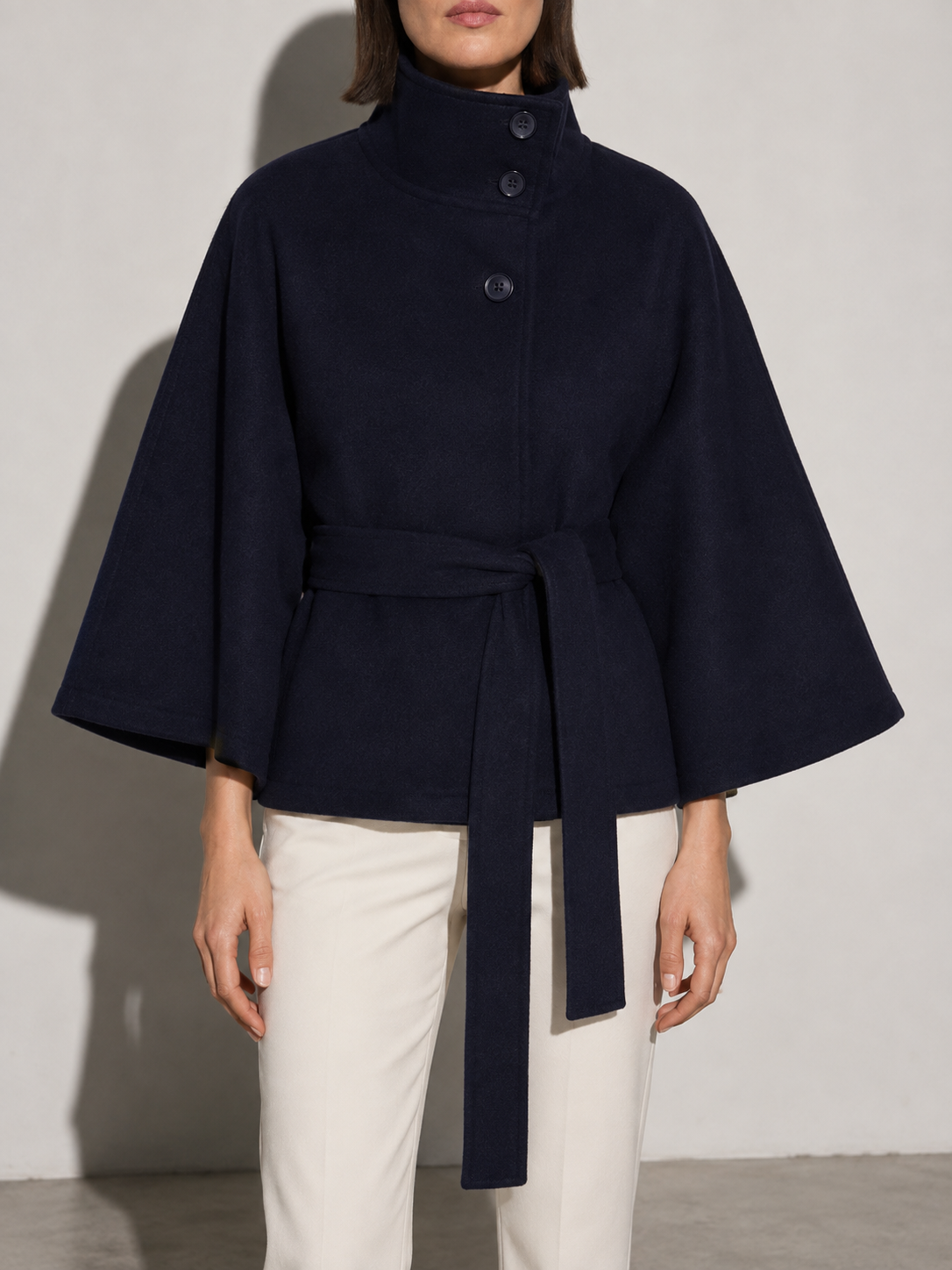 Women's Jacket High Neck Batwing Sleeve