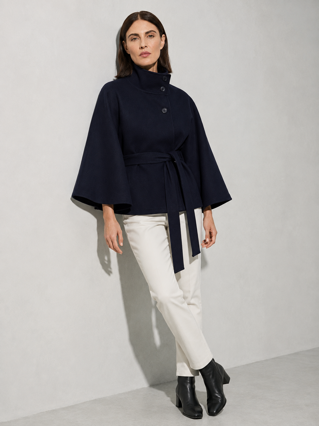 Women's Jacket High Neck Batwing Sleeve