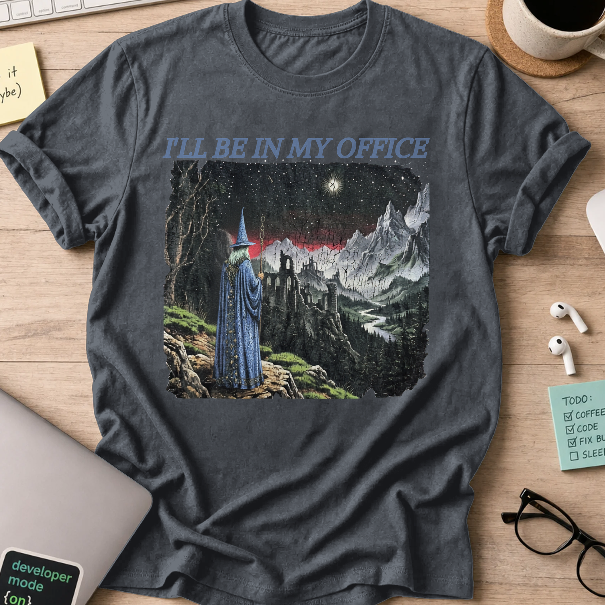 I’ll Be in My Office Shirt - Dark Heather mockup