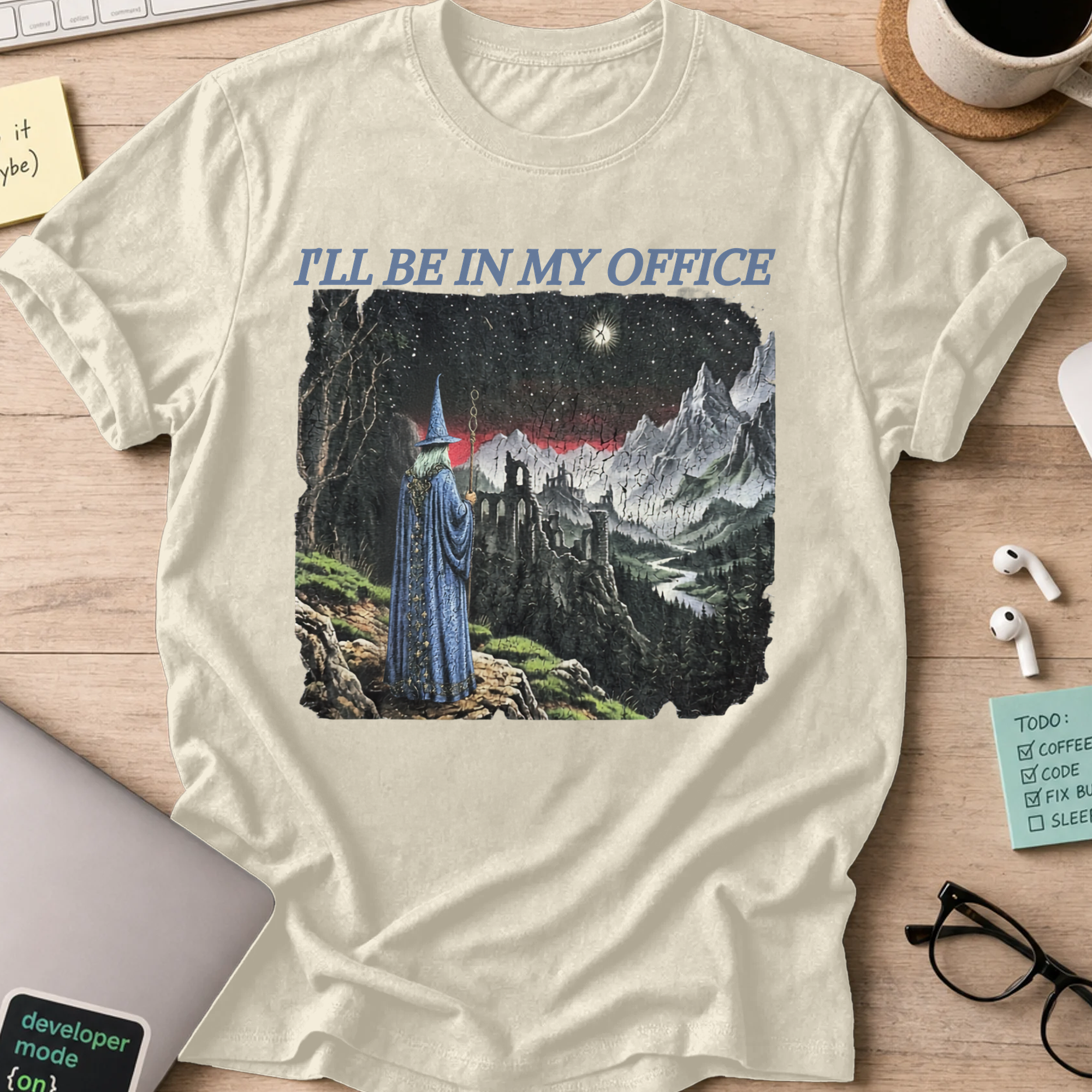 I’ll Be in My Office Shirt - Natural mockup