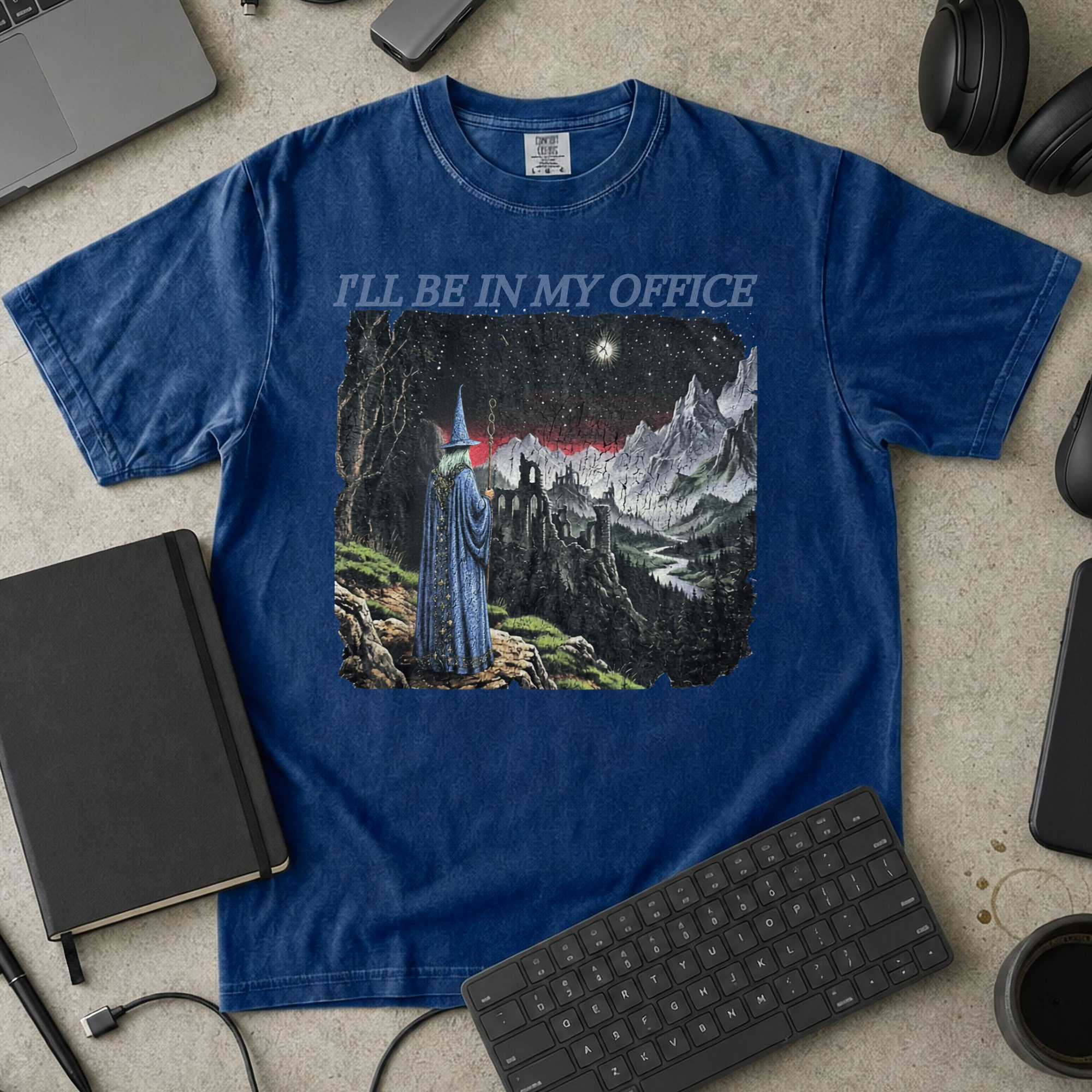 I’ll Be in My Office Premium Shirt - True Navy mockup