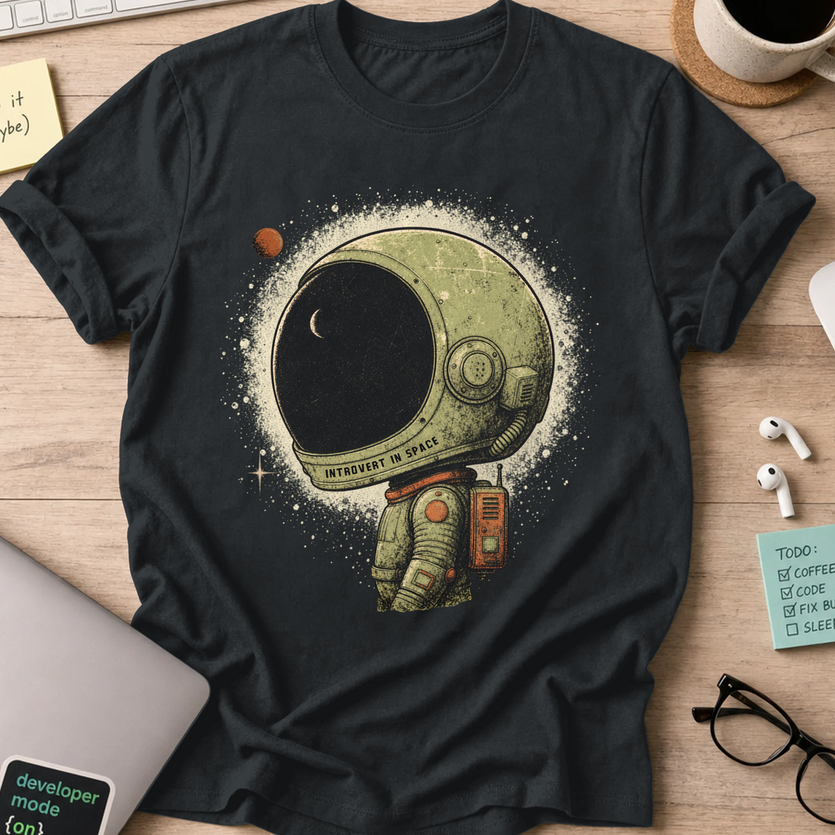 Introvert in Space Shirt - Black mockup