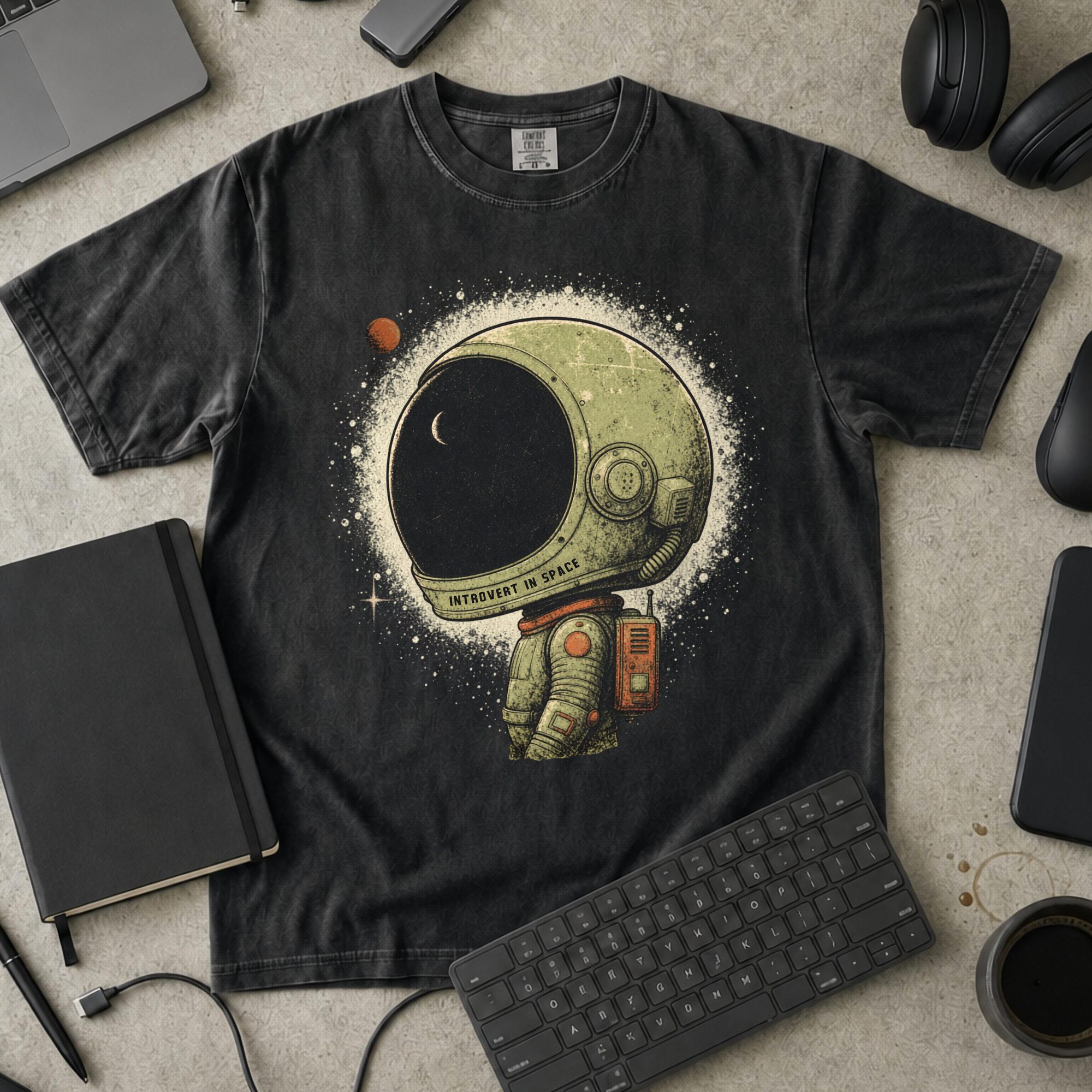 Introvert in Space Premium Shirt - Black mockup