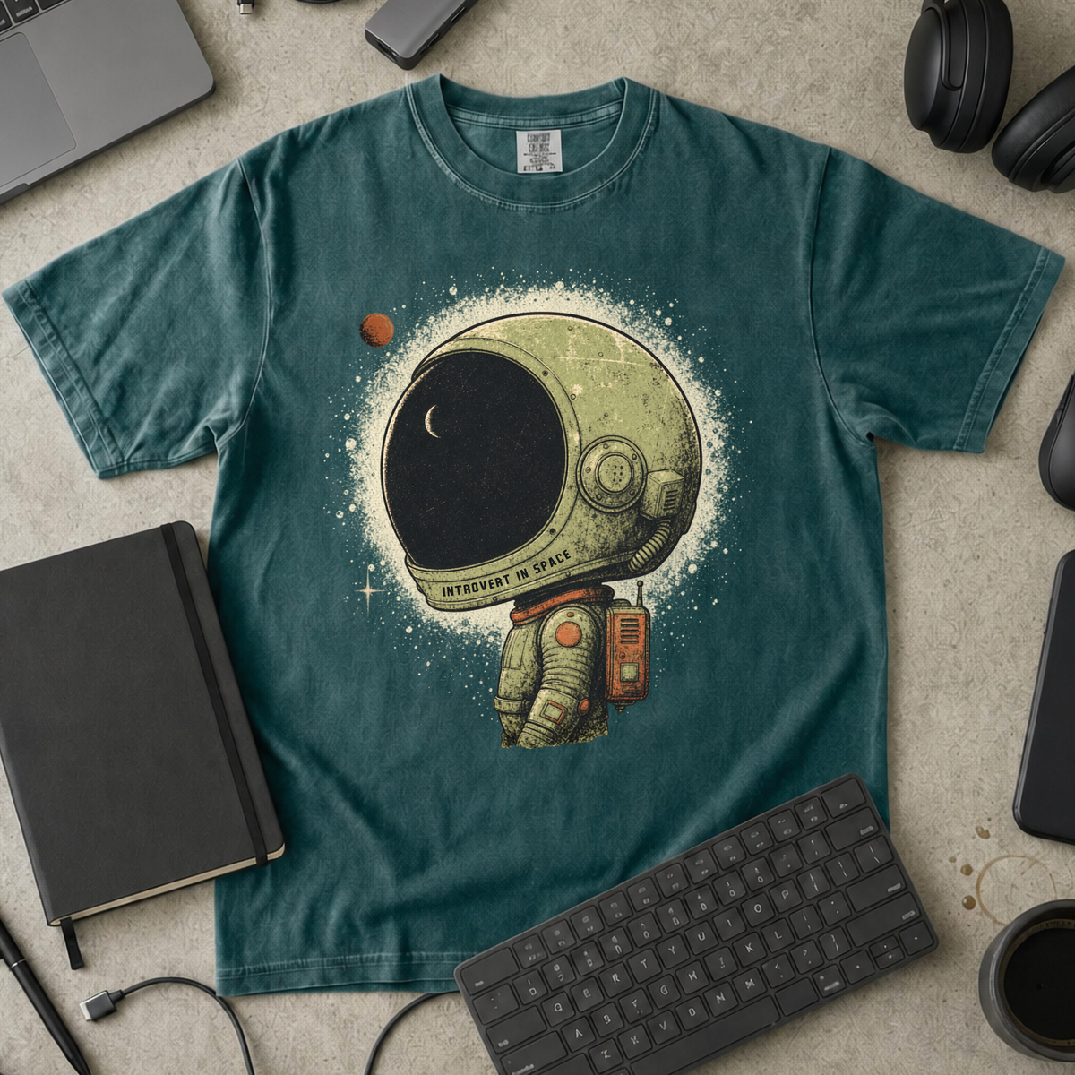 Introvert in Space Premium Shirt - Blue Spruce mockup