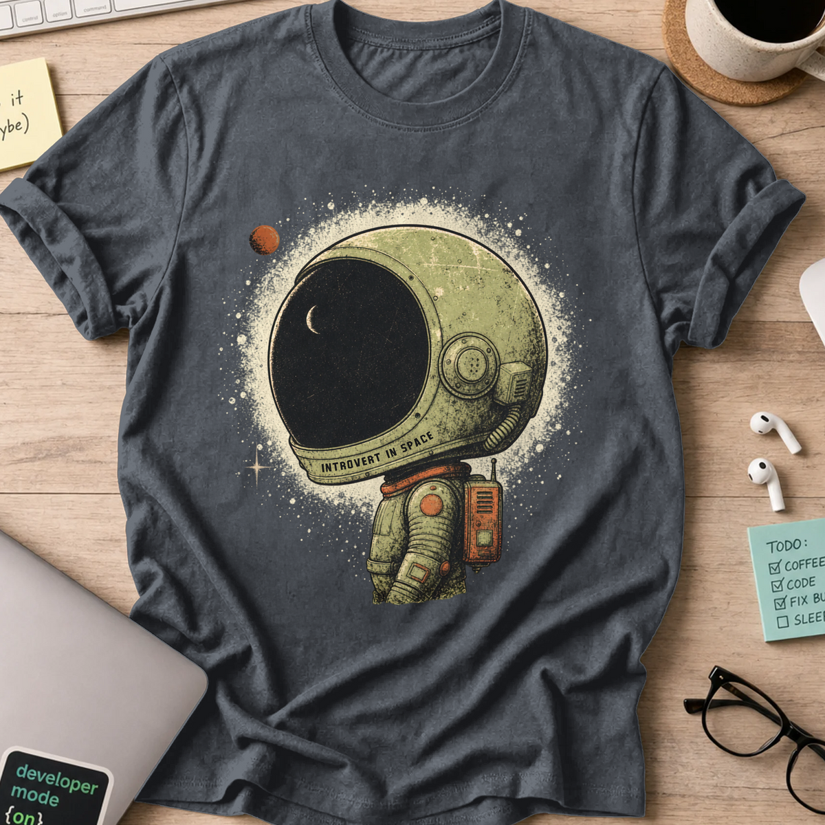 Introvert in Space Shirt - Dark Heather mockup