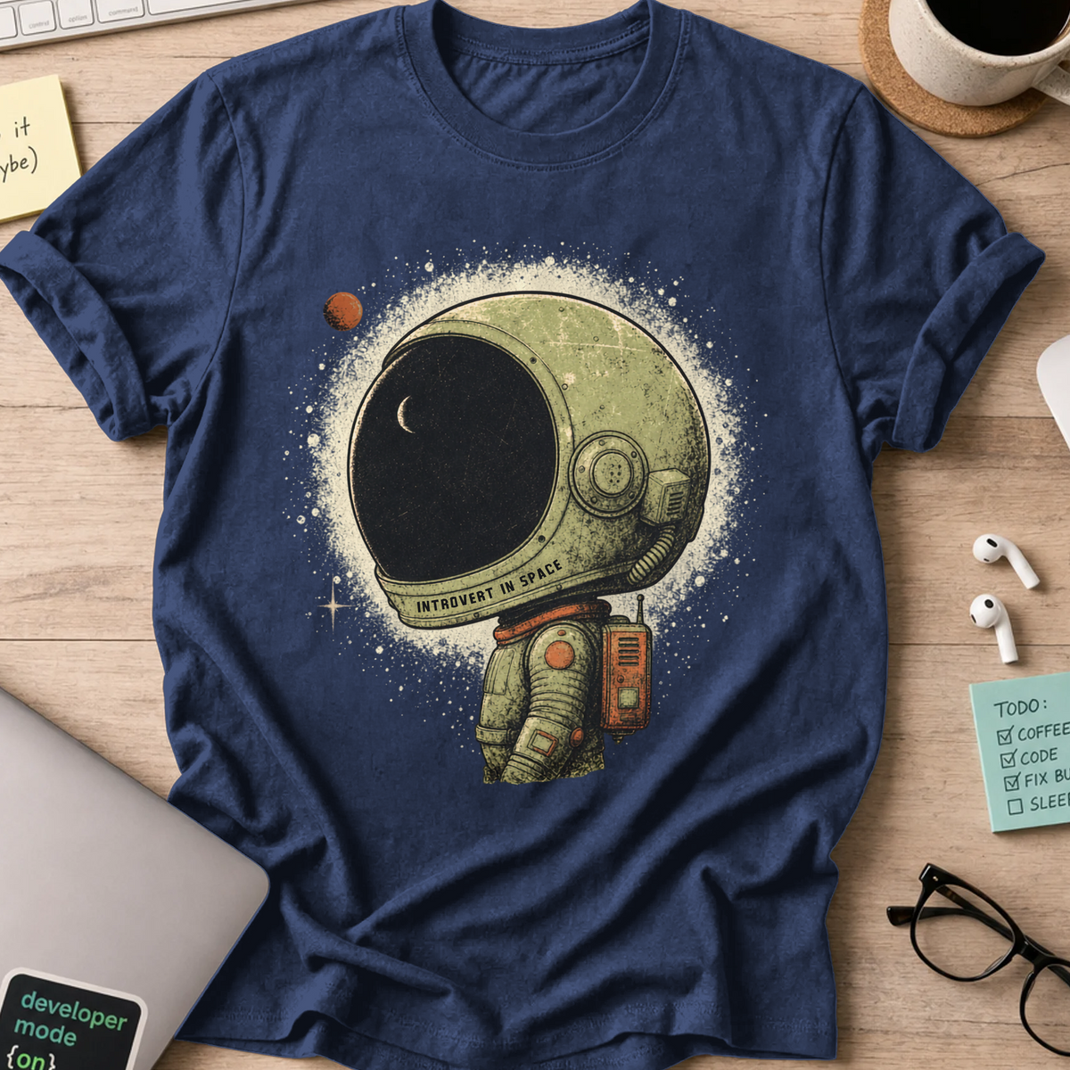 Introvert in Space Shirt - Navy mockup