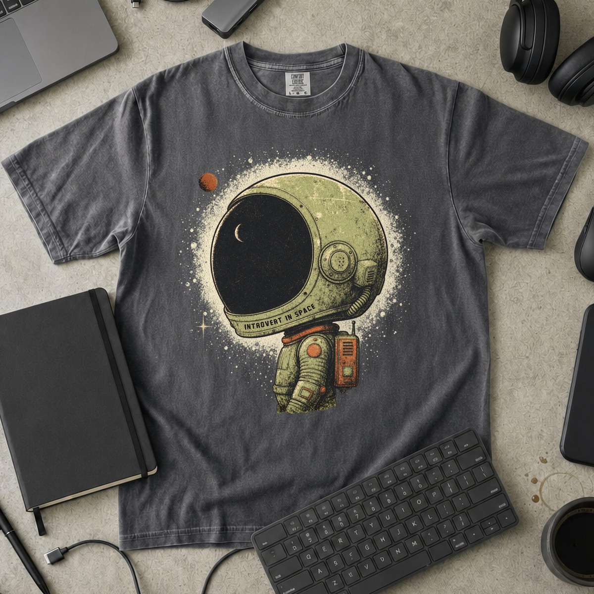 Introvert in Space Premium Shirt - Pepper mockup