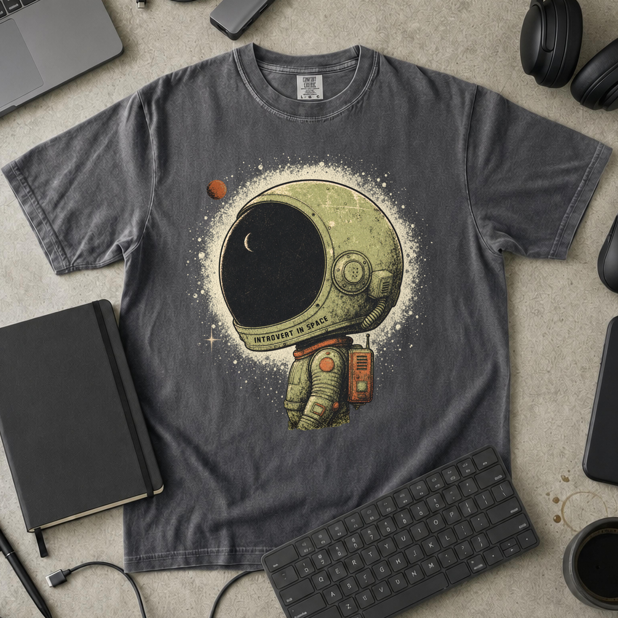 Introvert in Space Premium Shirt - Pepper mockup