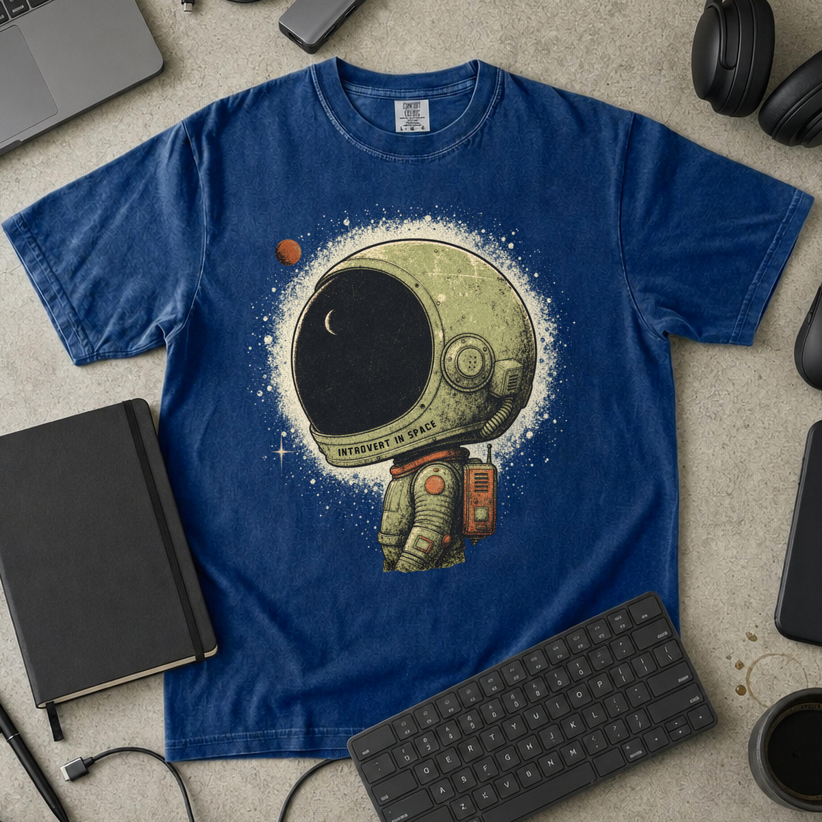Introvert in Space Premium Shirt - True Navy mockup