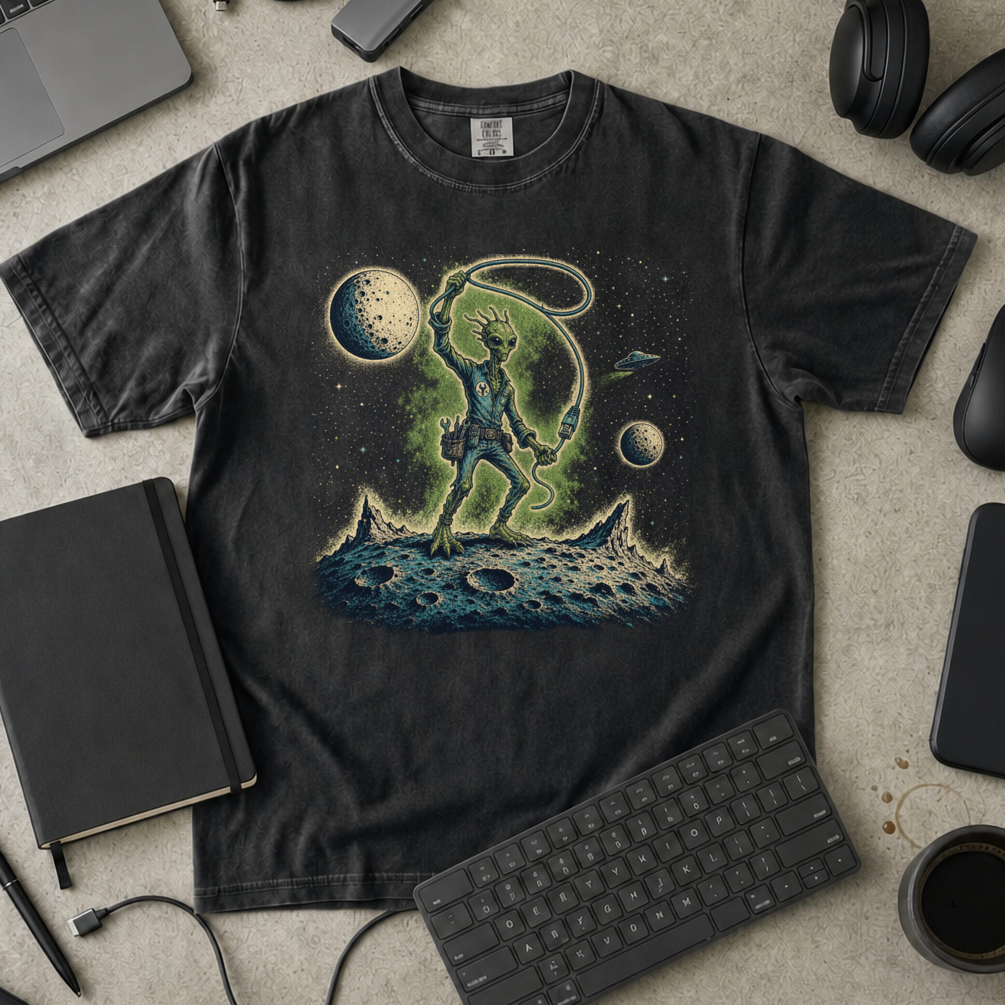 Moon Explorer Premium Shirt - Black mockup