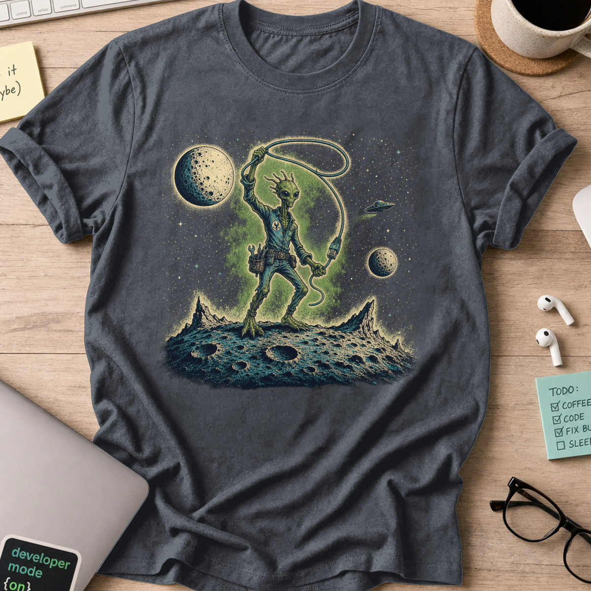 Moon Explorer Shirt - Dark Heather mockup