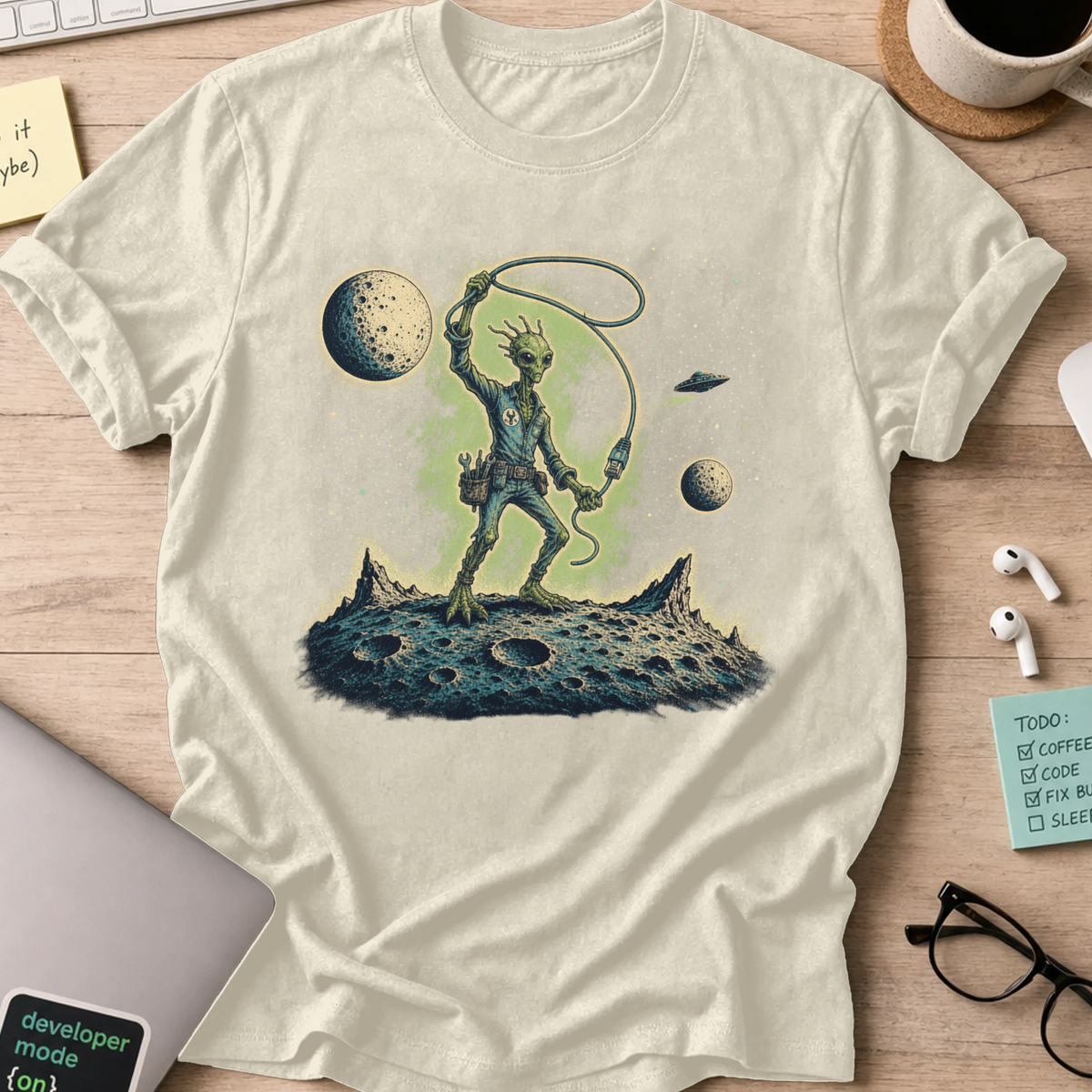 Moon Explorer Shirt - Natural mockup