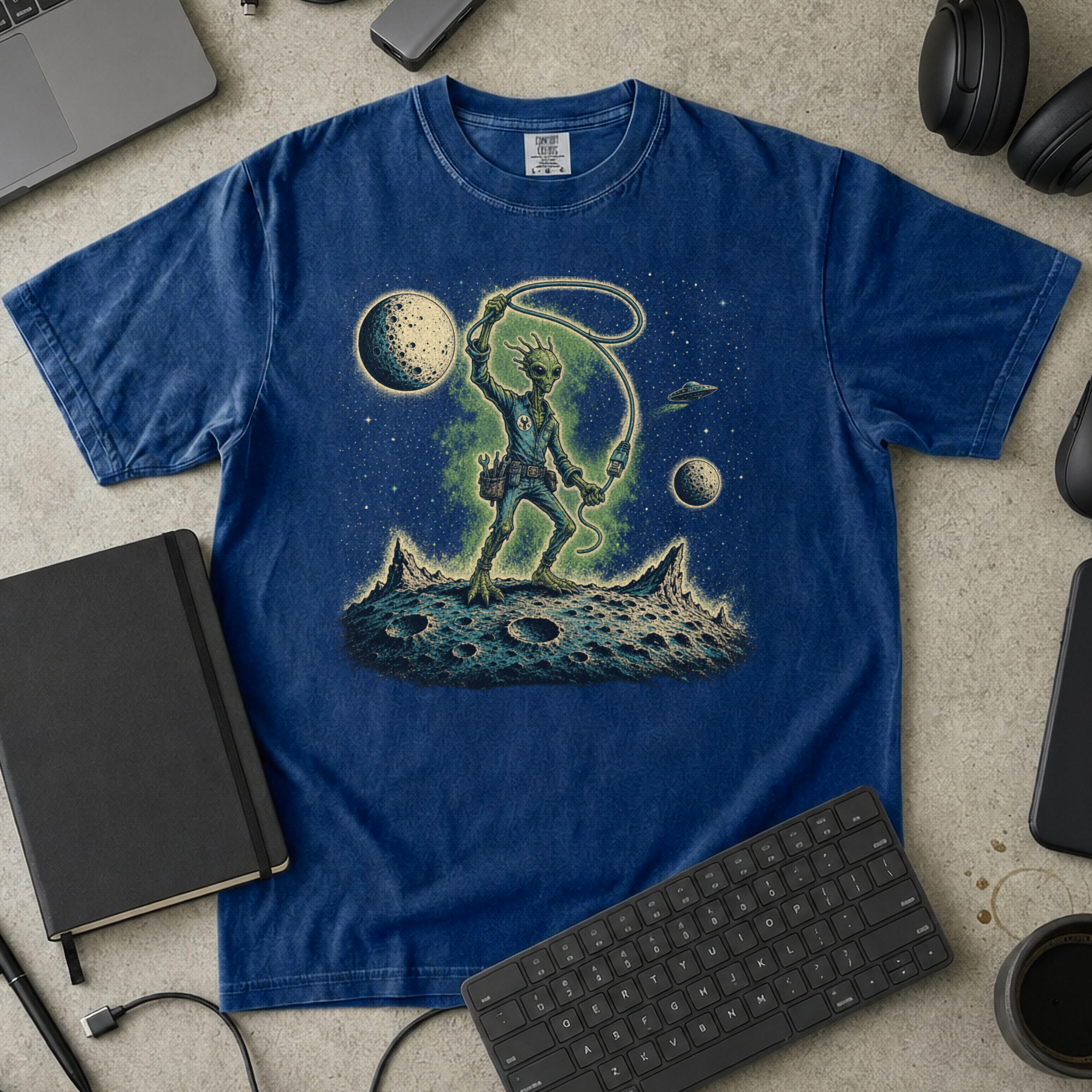 Moon Explorer Premium Shirt - True Navy mockup