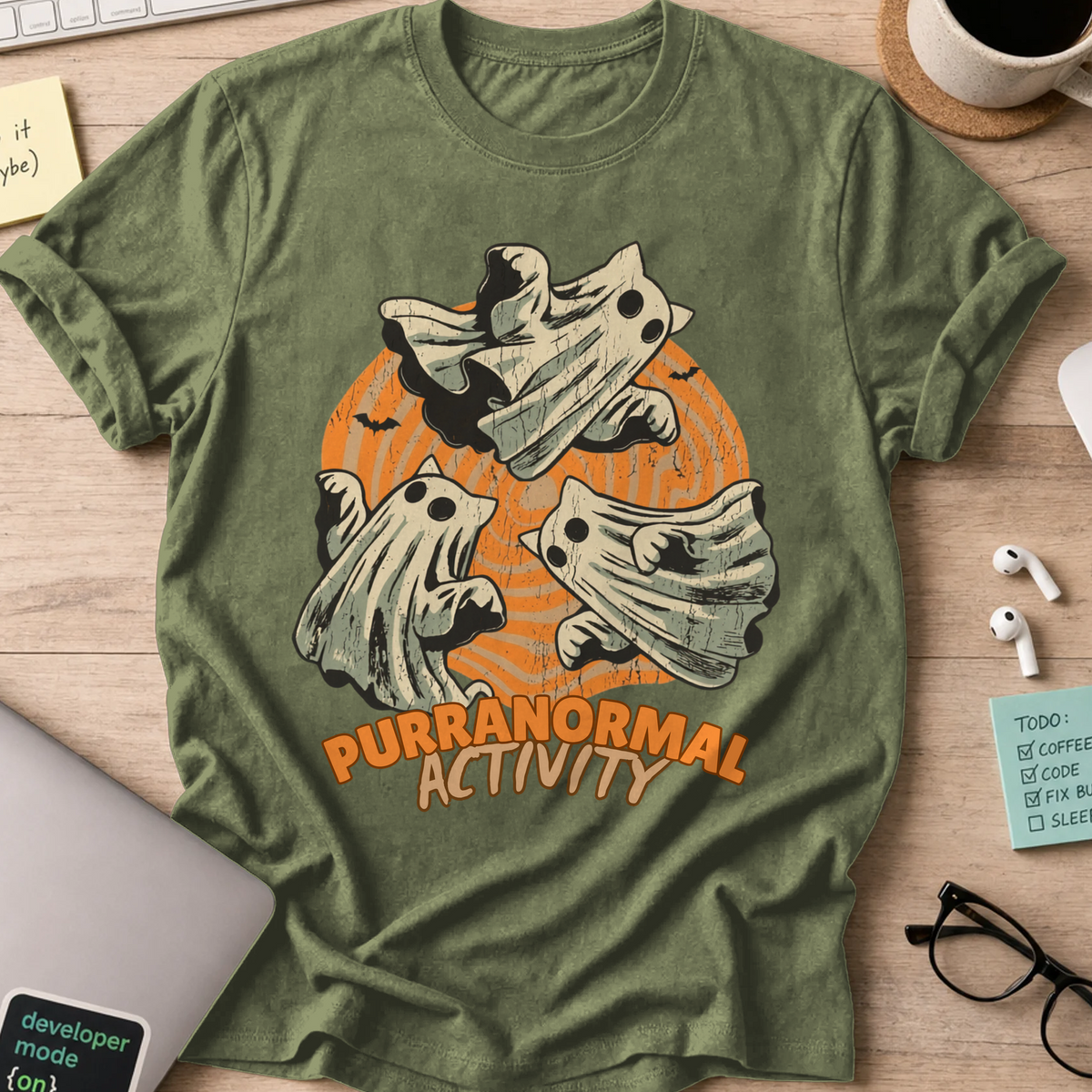Purranormal Activity Shirt - Military Green mockup