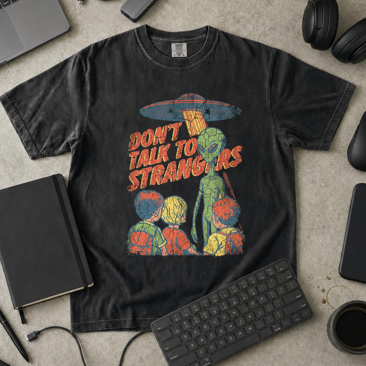 Don’t Talk to Strangers Premium Shirt - Black mockup