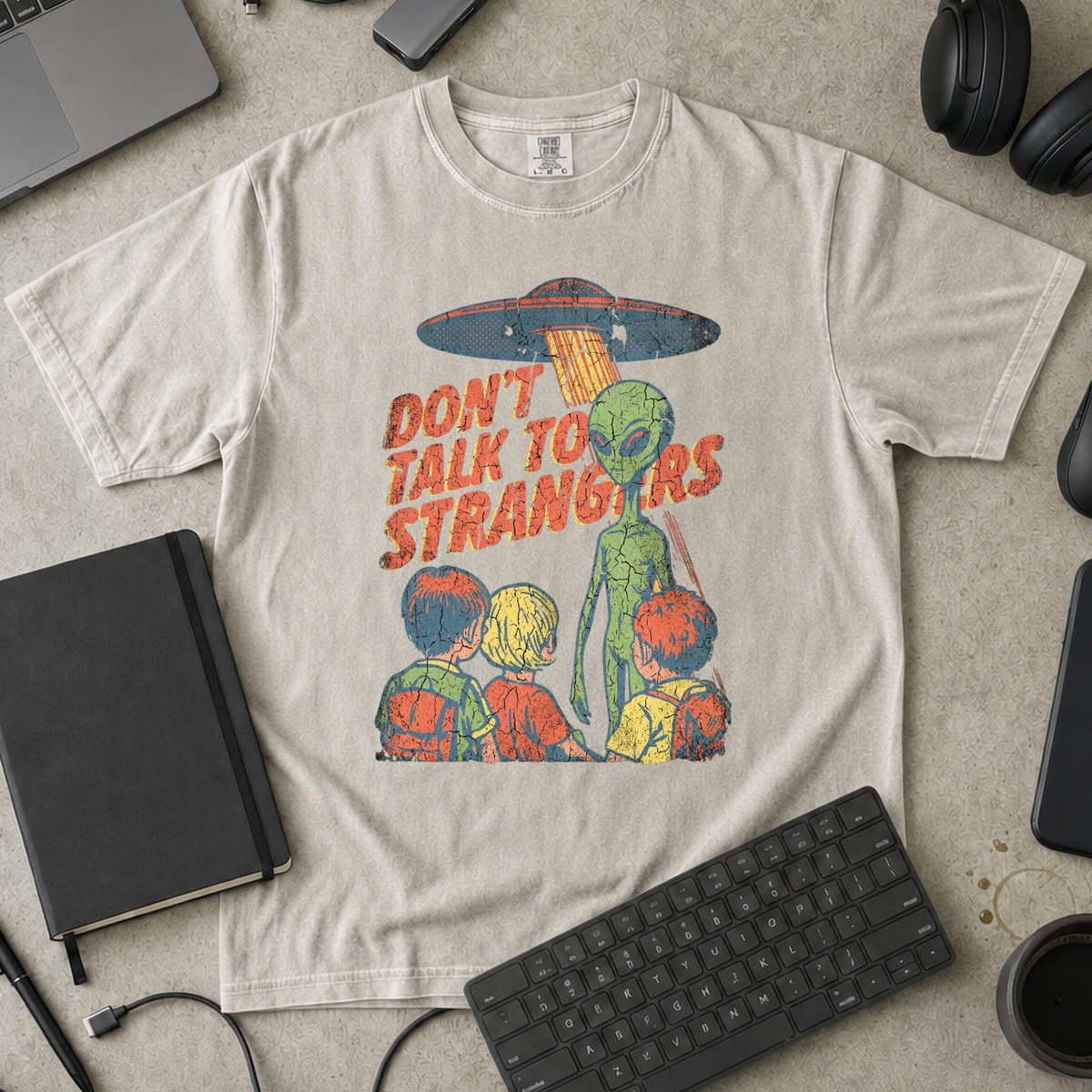Don’t Talk to Strangers Premium Shirt - Ivory mockup